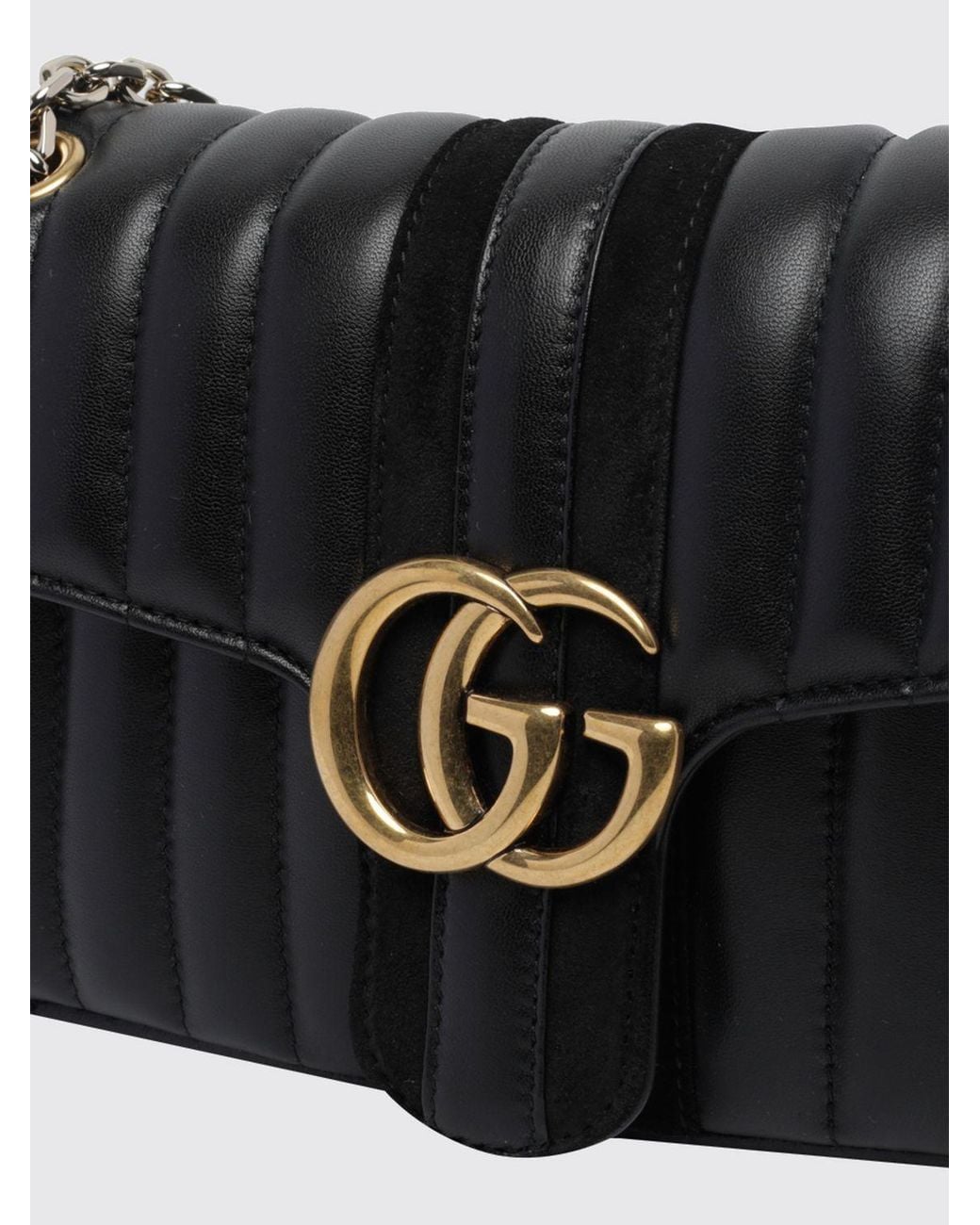 Borsa A Spalla Jetset Gg Marmont Media di Gucci in Black