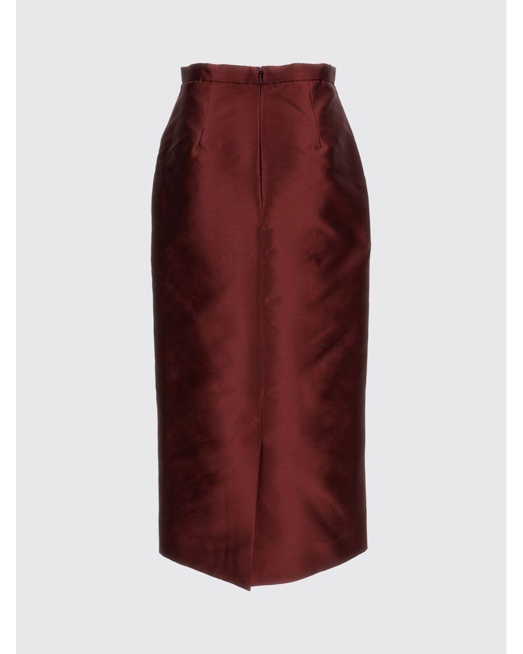 Erdem Red Floral Silk Blend High-Waisted Midi Pencil Skirt