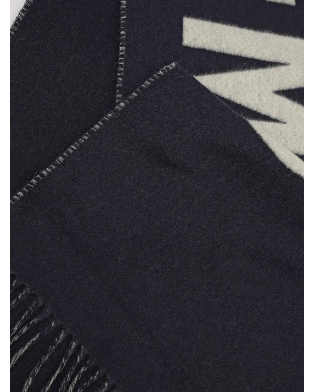 Jacquemus Blue Virgin Wool Scarf With Lettering Logo And Fringed Edges for men