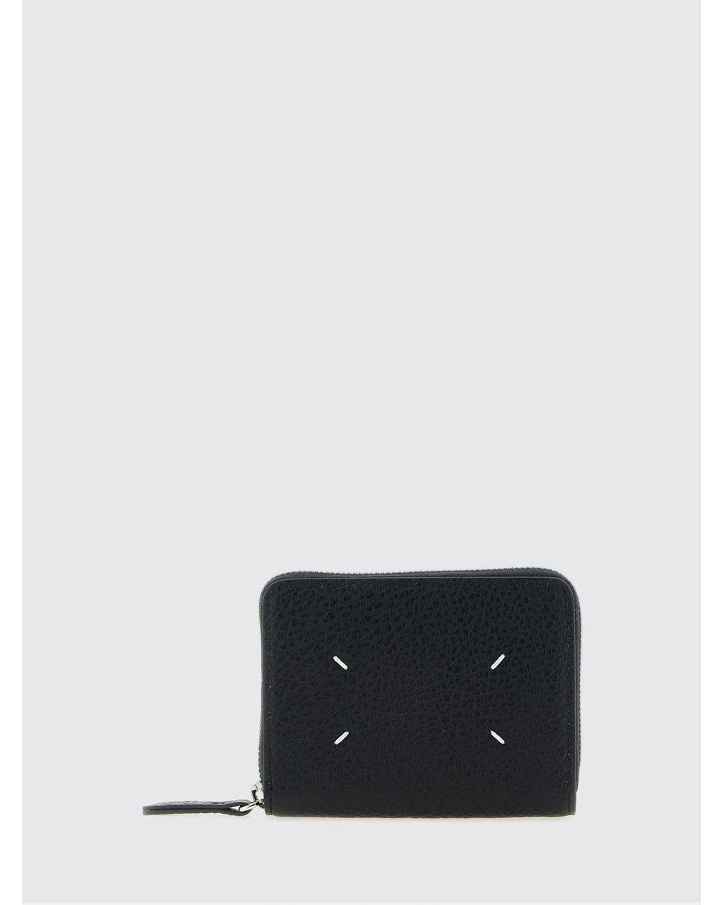 Maison Margiela White Grained Leather Zip-Around Wallet With Four Stitches Logo