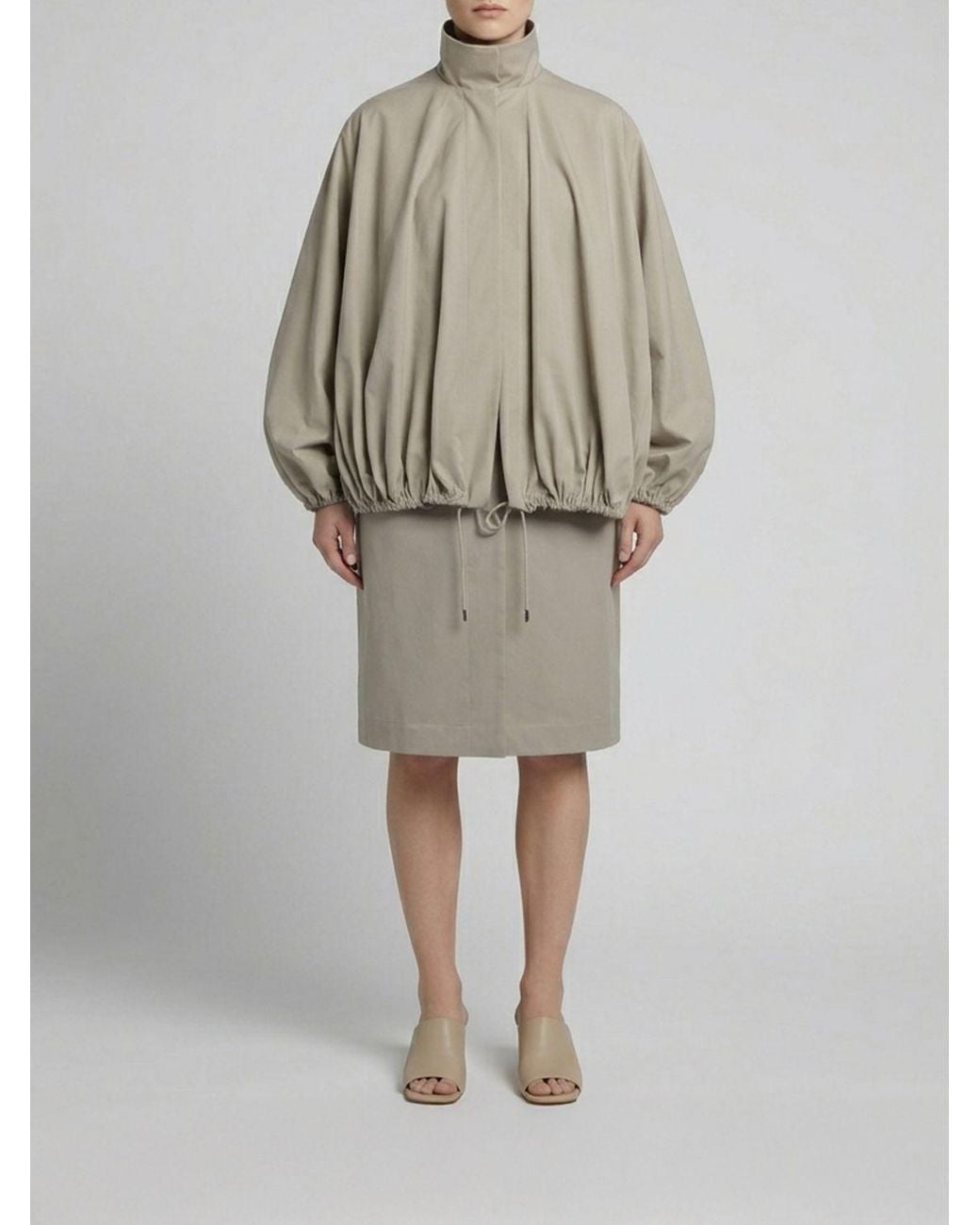Totême Natural Organic Cotton Coat With Detachable Cape
