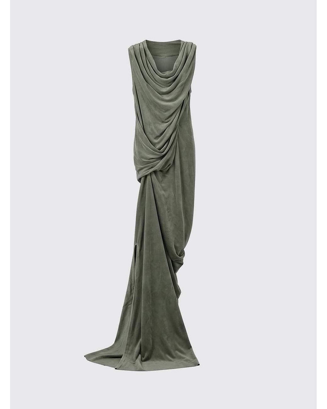 Rick Owens Green Long Asymmetrical Tunic Dress