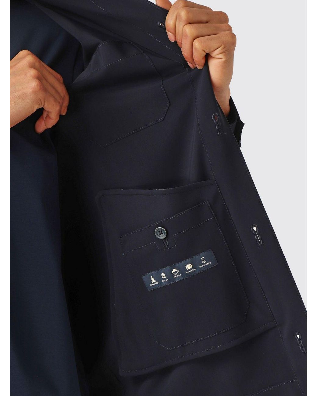 Herno Blue Stretch Technical Fabric Shirt Jacket With Classic Collar for men