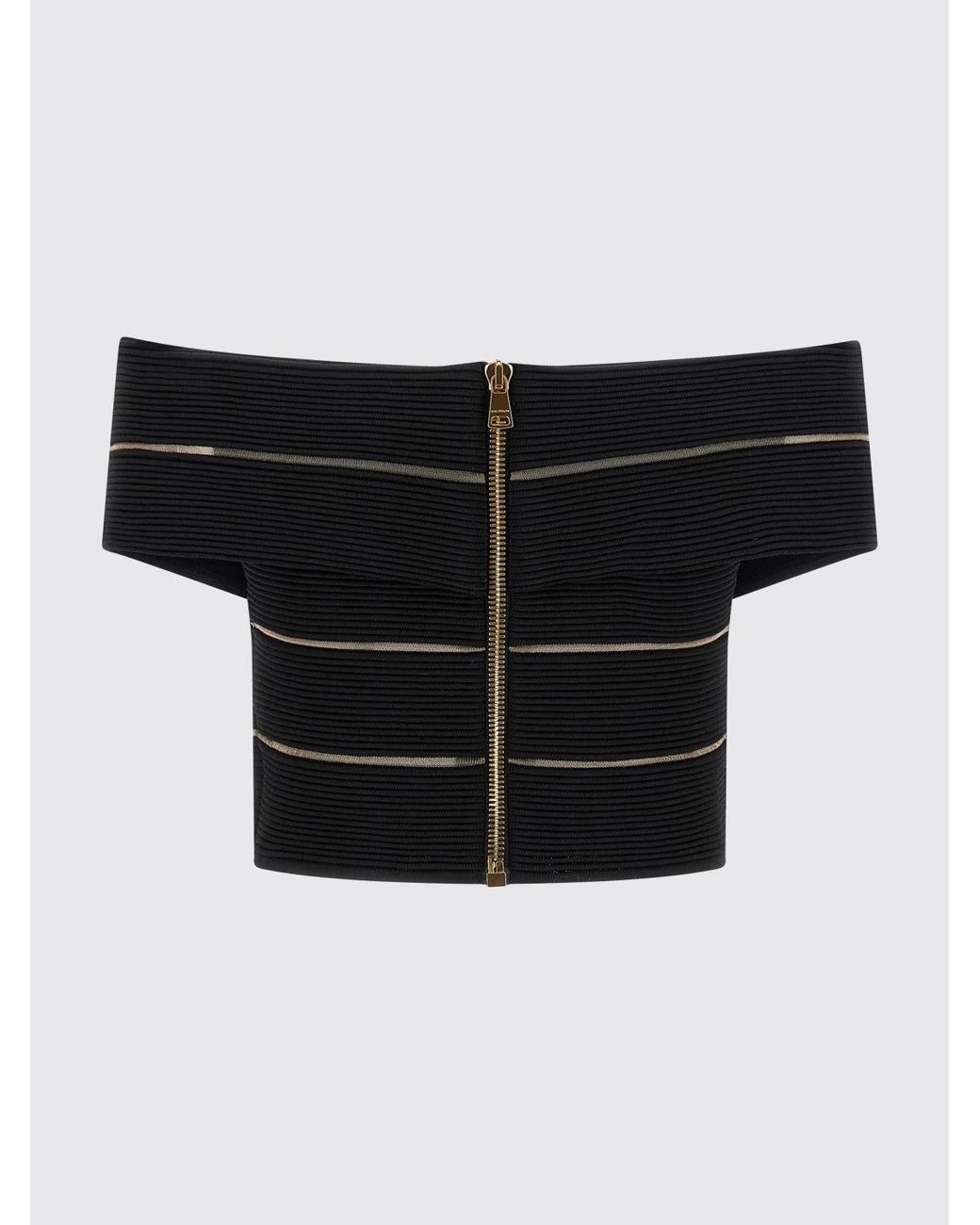 Balmain Black Jersey Cropped Top