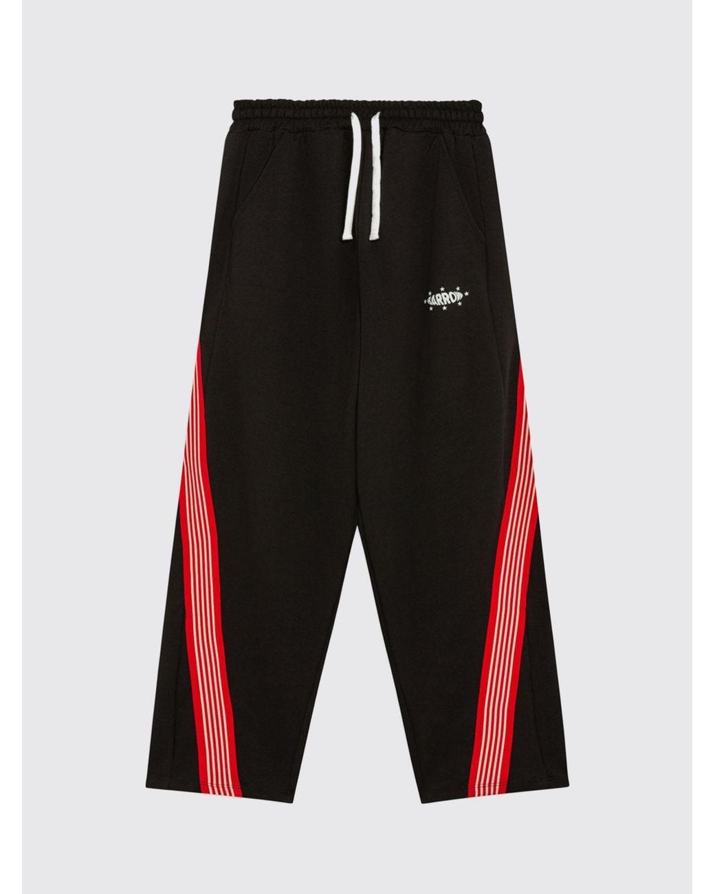 Barrow Blue Striped Wide-Leg Cotton Jogging Pants With Mid-Rise Waist
