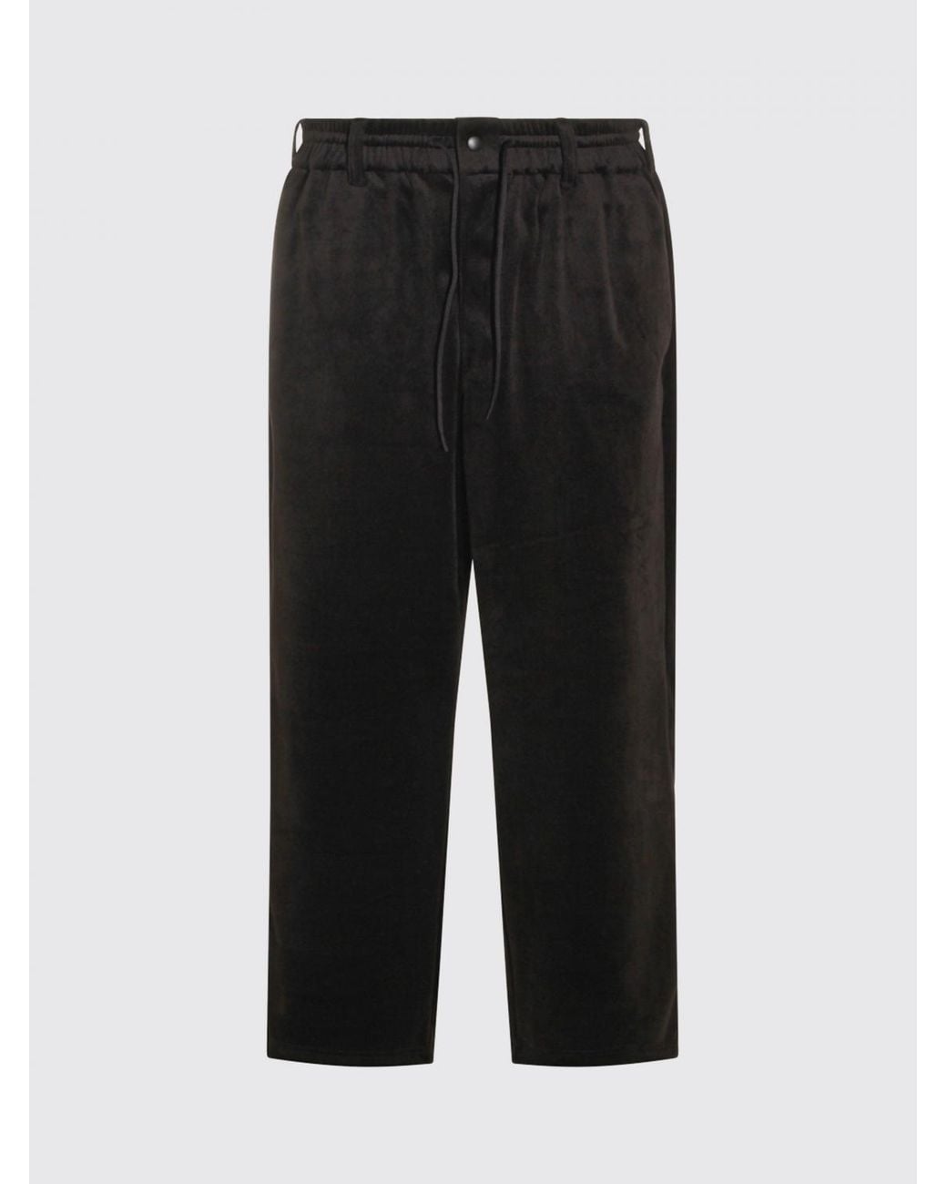 Y-3 Black Velvet Trousers With Drawstring Waist And Side Pockets for men