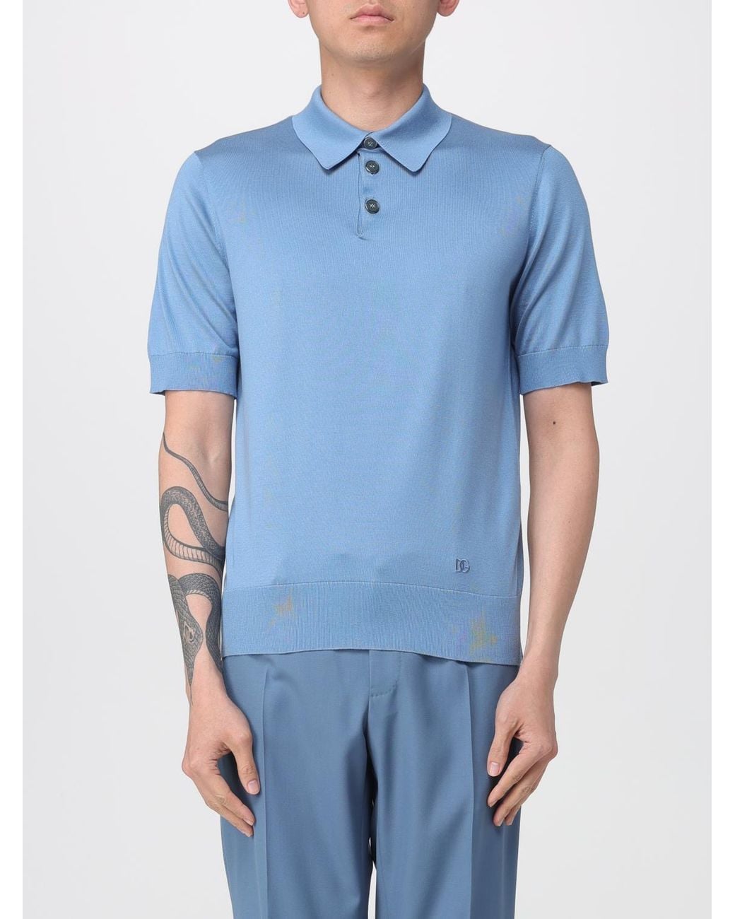 Dolce & Gabbana Blue Dolce &Amp Gabbana Silk Polo Shirt for men
