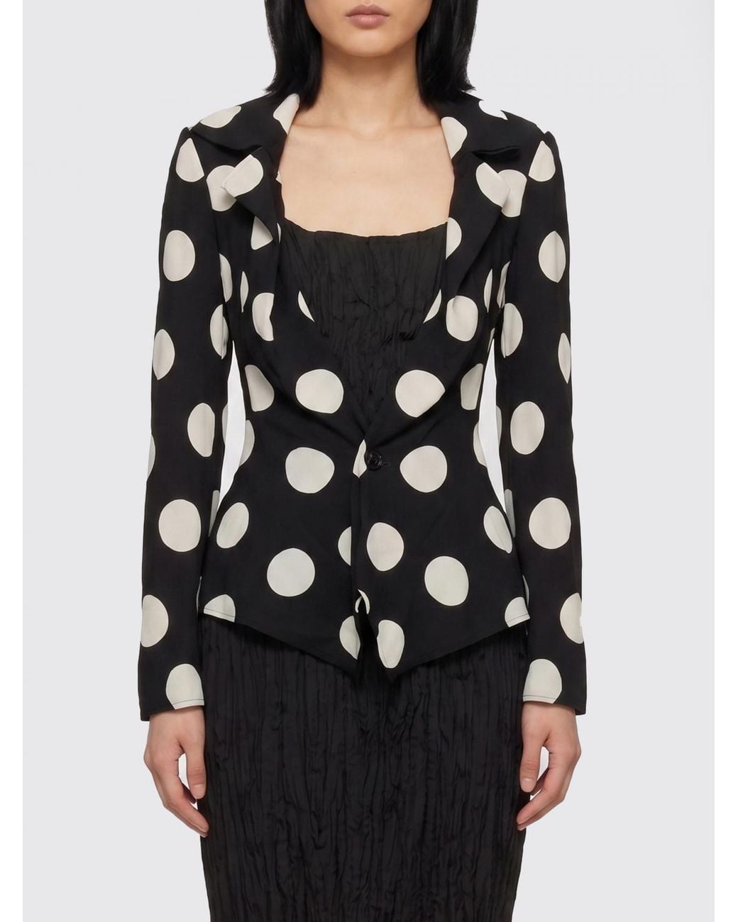 Junya Watanabe Black Slim Fit Polka Dot Single-Breasted Asymmetrical Blazer