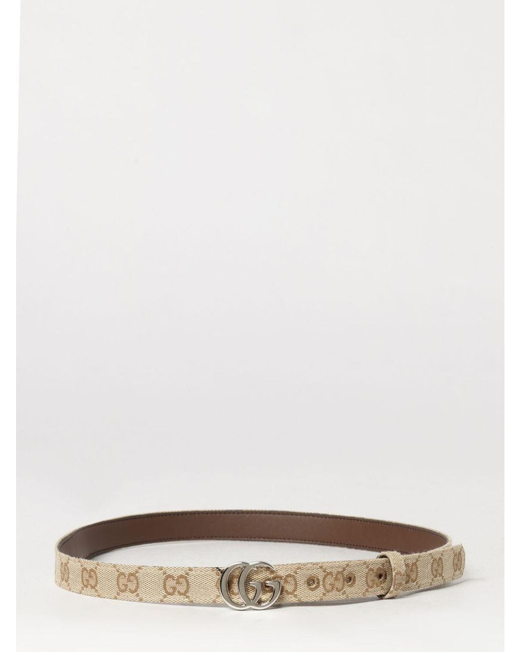 Gucci Natural Gürtel Gg Marmont Aus Jacquard-Stoff Mit Monogramm Und Gg-Schnalle