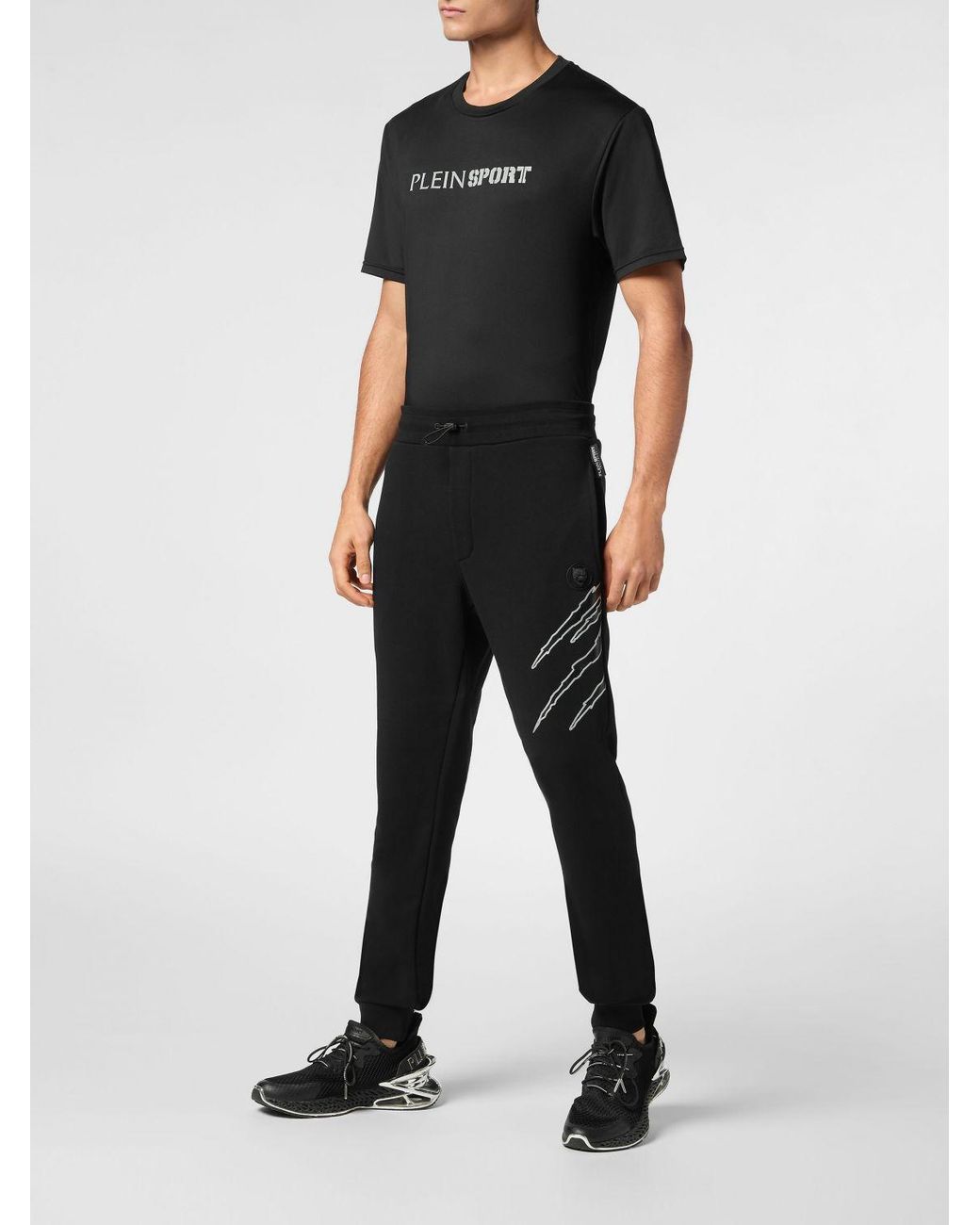 Philipp Plein Black Jersey Jogging Pants With Drawstring Waist And Printed Logo for men