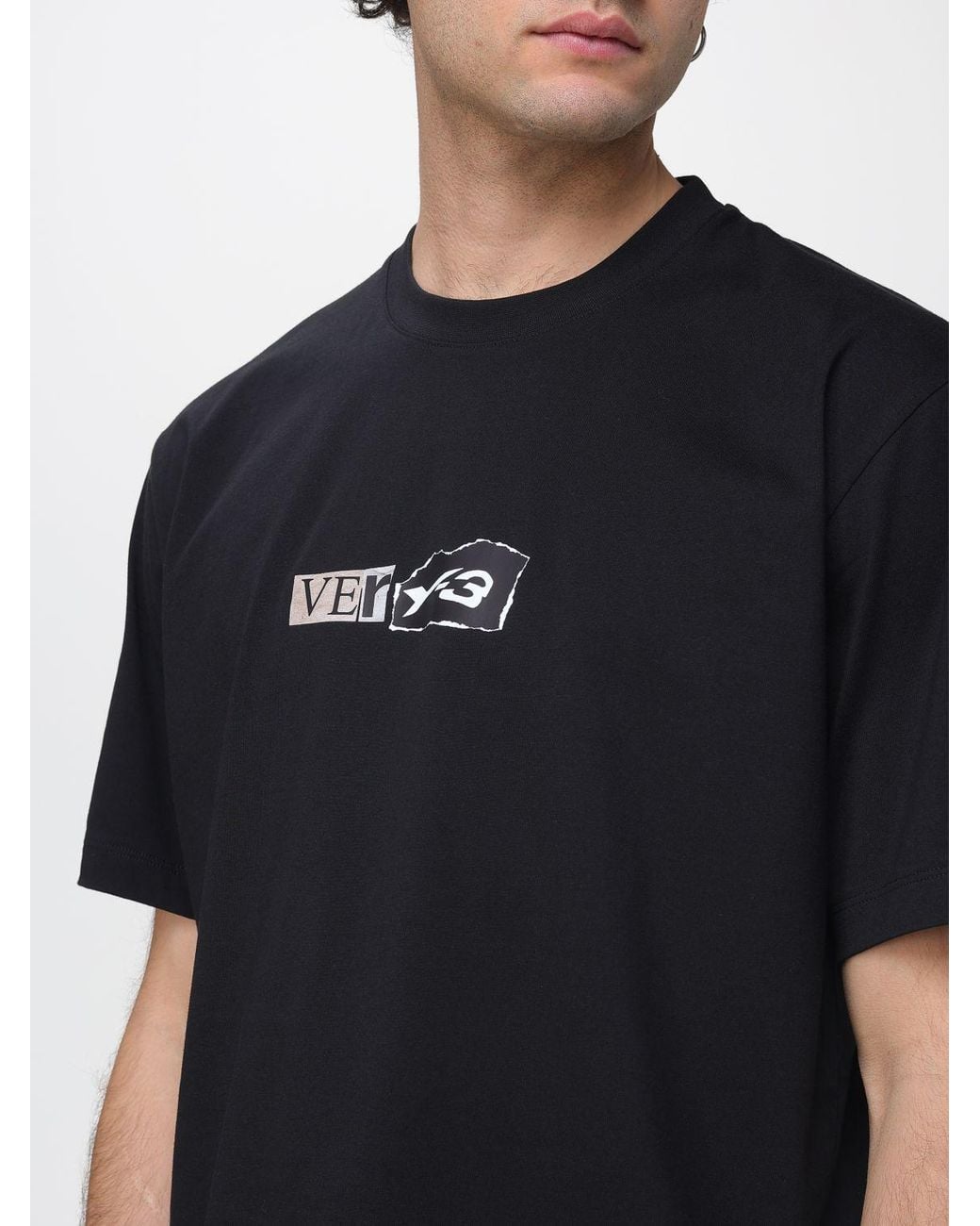 Y-3 Black Cotton T-Shirt With Logo for men