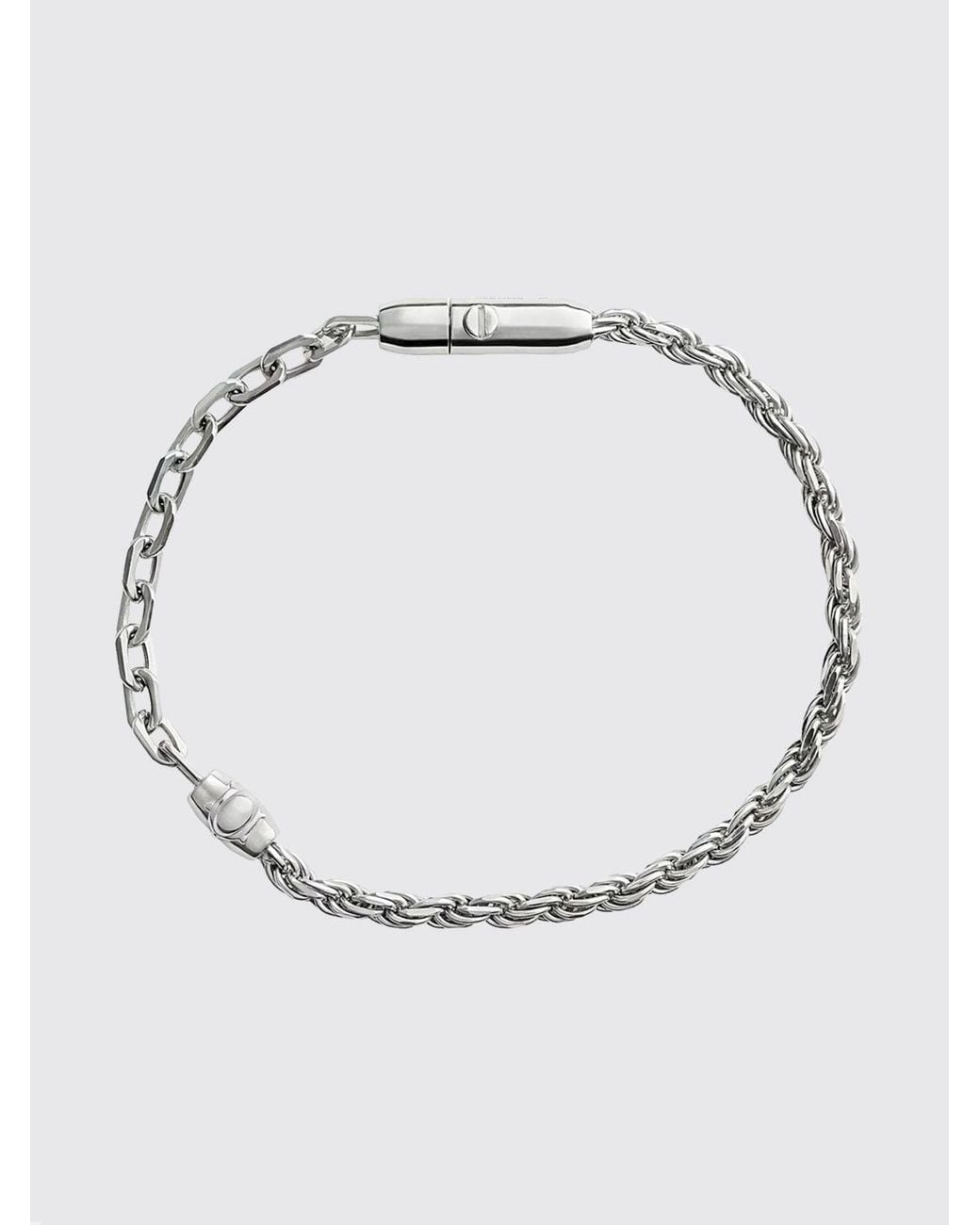 Bottega Veneta Metallic Sterling Bracelet With Hook Closure for men