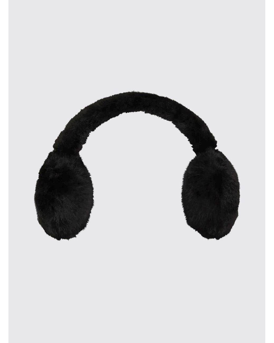Karl Lagerfeld Black Contrast Graphic Print Faux Fur Earmuffs