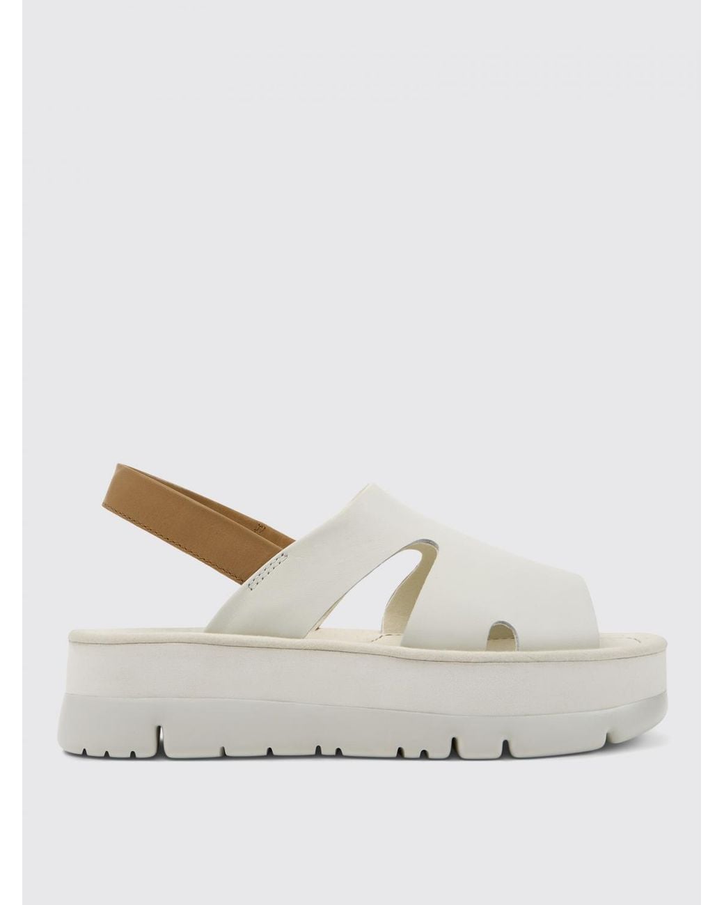 Camper White Beet Platform Sandal Leather