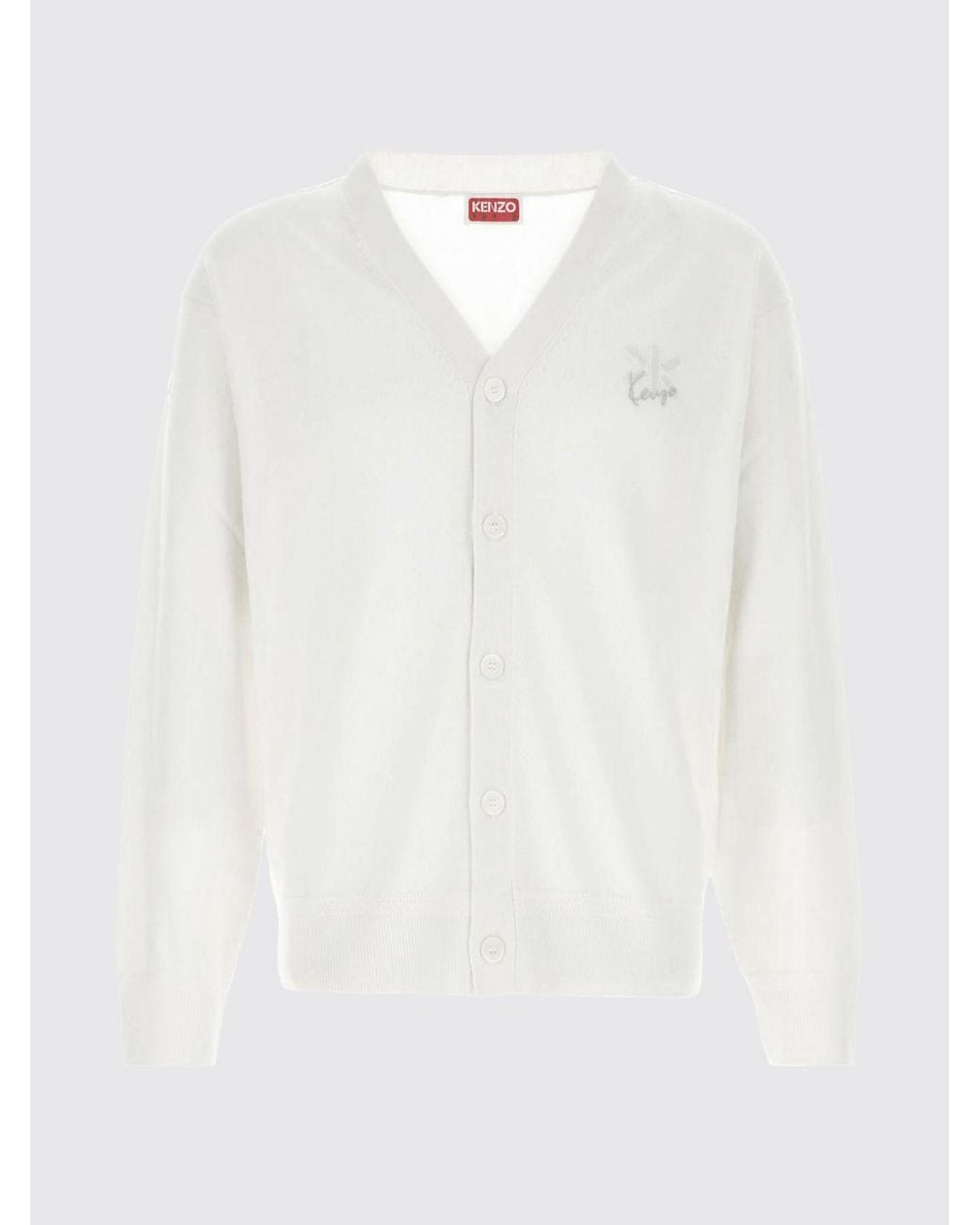 KENZO White V-Neck Cardigan for men