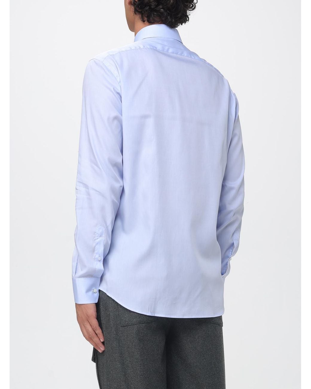 Brooksfield Blue Striped Cotton Twill Slim Fit Shirt With French Collar for men
