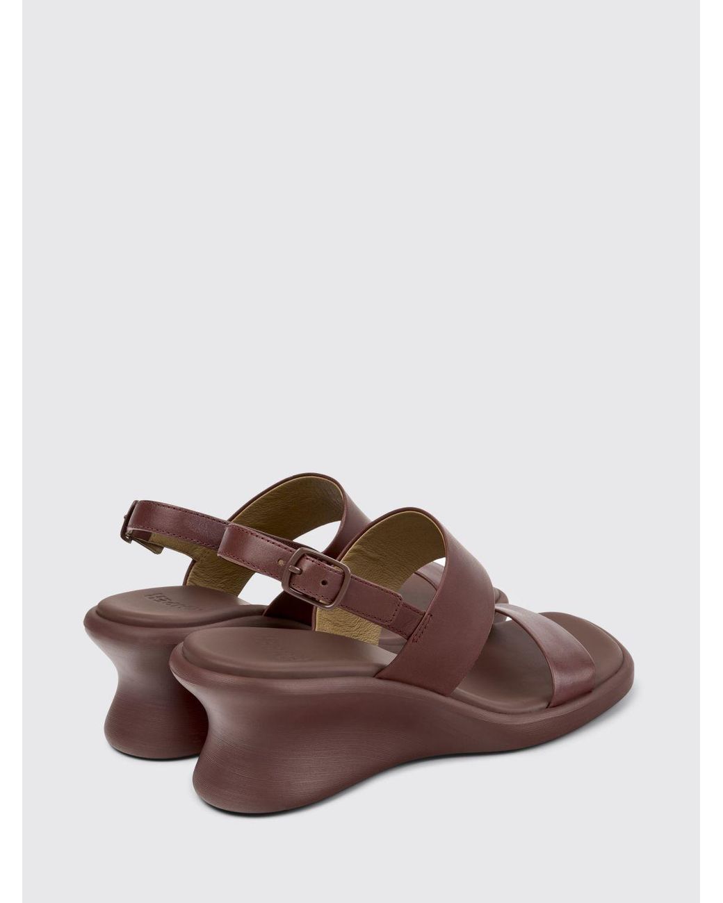 Camper Brown Louise Leather Wedge Sandals
