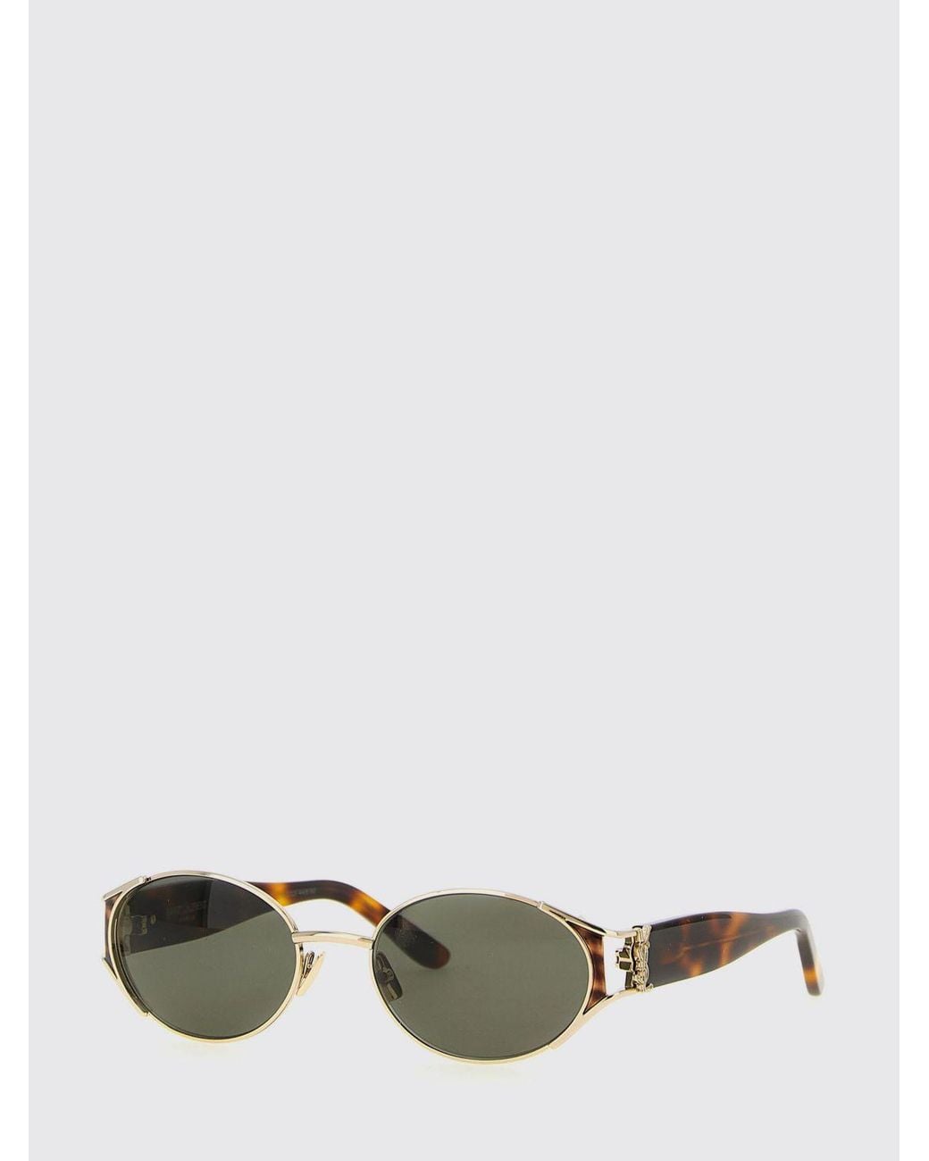 Saint Laurent Brown Oval Tortoiseshell Acetate Sunglasses With Ysl Monogram