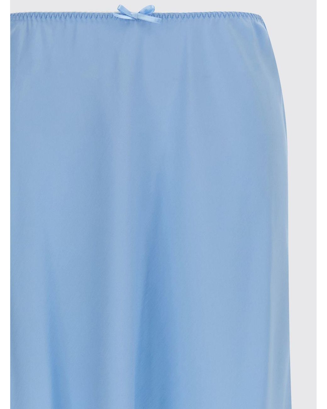 Moschino Couture Blue Silk Skirt With Lace Inserts