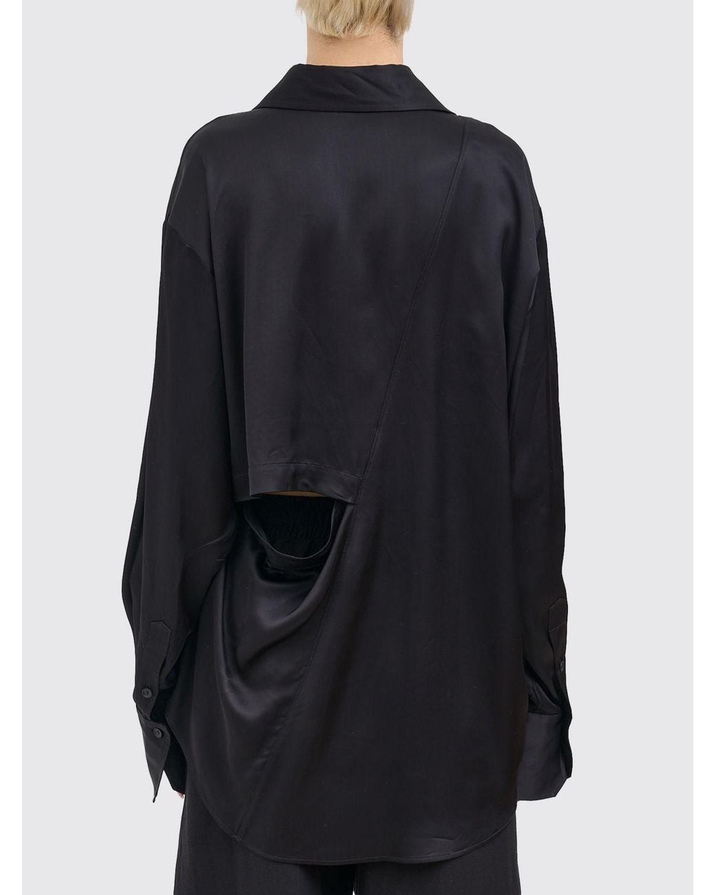 Andrea Ya'aqov Black Viscose Cut-Out Shirt