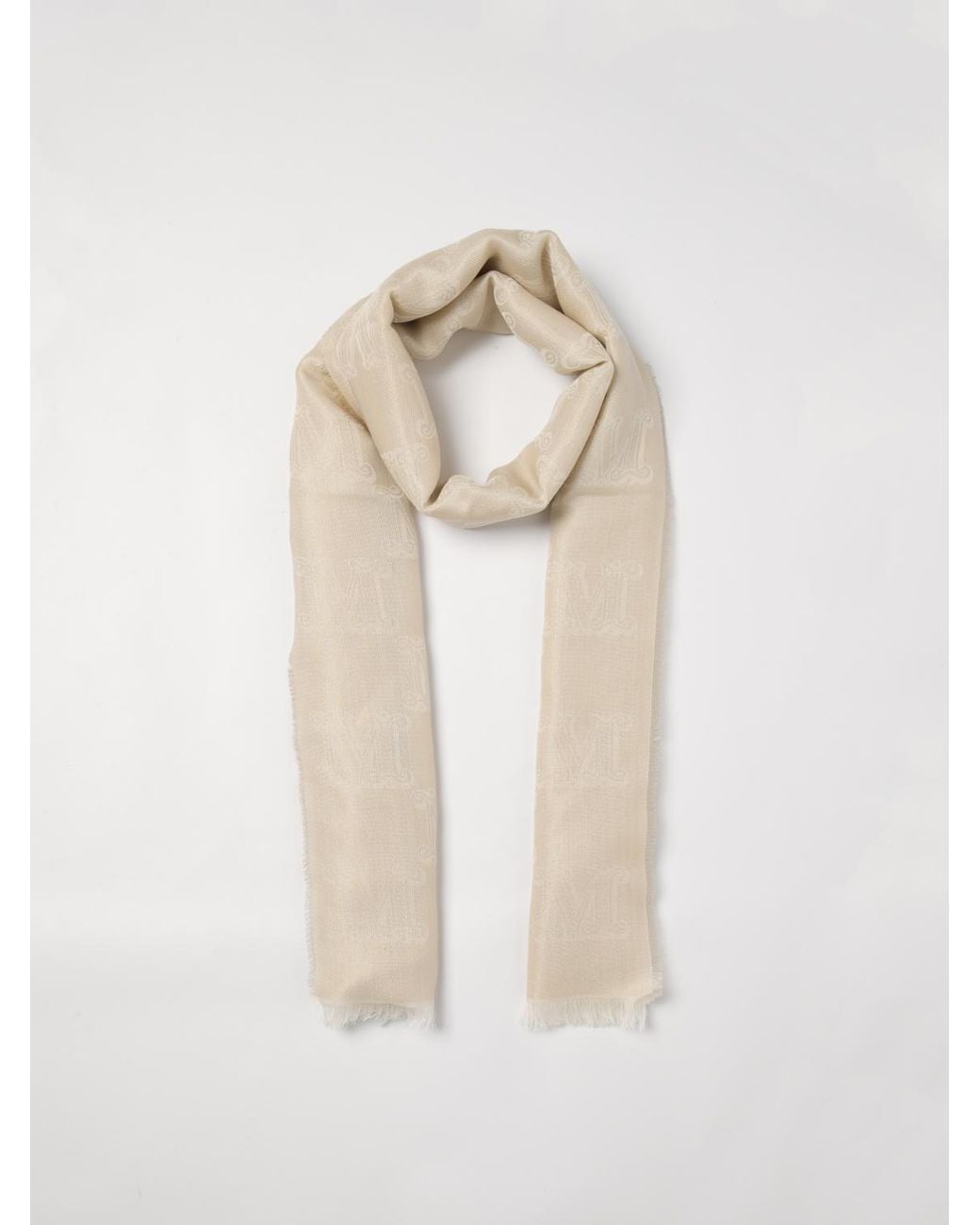 Max Mara Natural Wool And Silk Blend Scarf