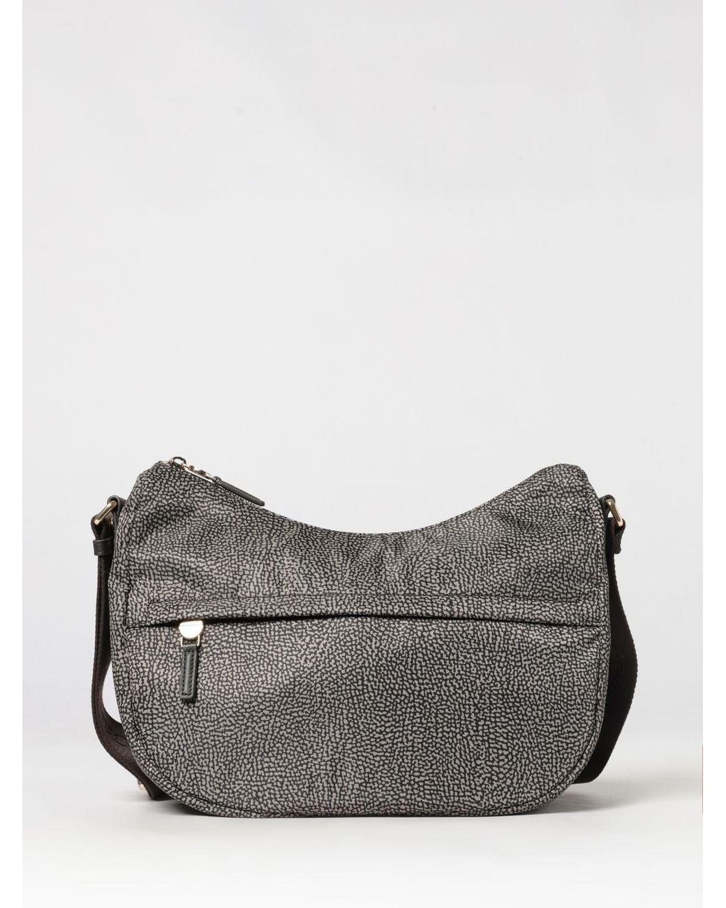 Borbonese Gray Luna Polka Dot Recycled Nylon Crossbody Bag