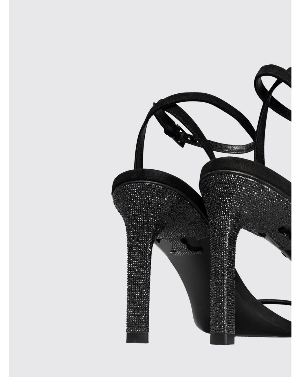 Tory Burch White Pavè Suede Sandal With Rhinestone Heel