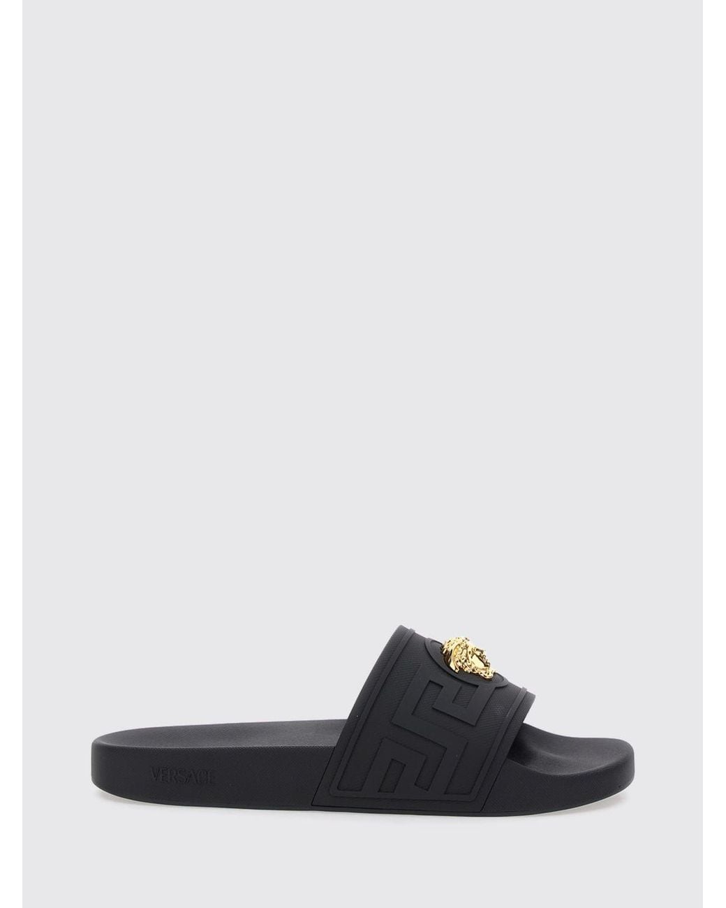 Versace White La Medusa Rubber Slides With 3D Logo for men