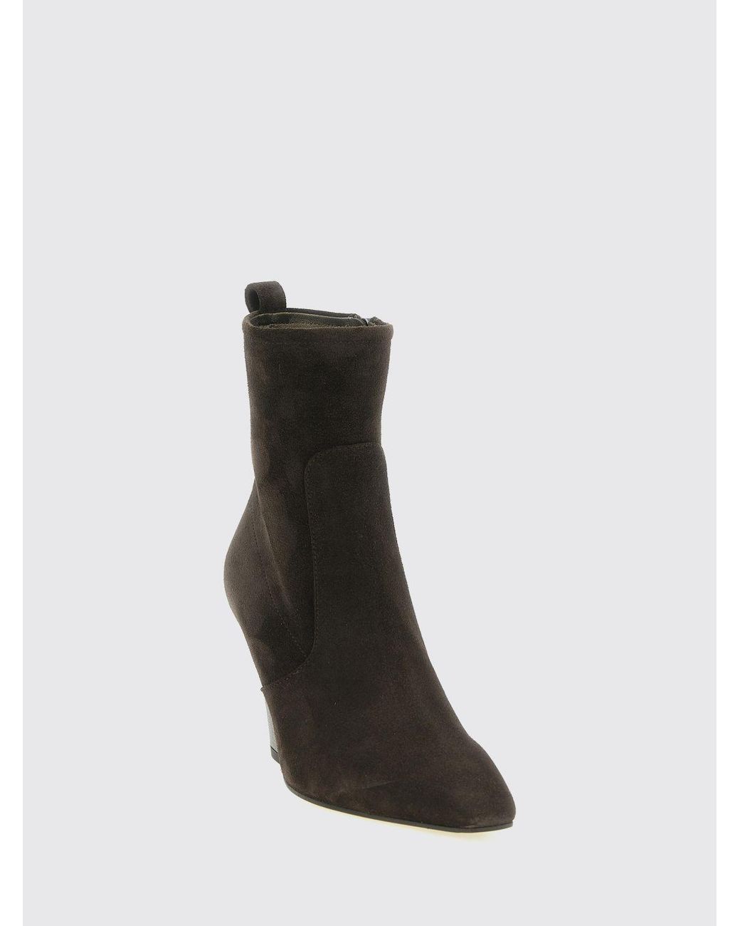 Brunello Cucinelli Black Suede Texan Ankle Boots With Flared High Heel