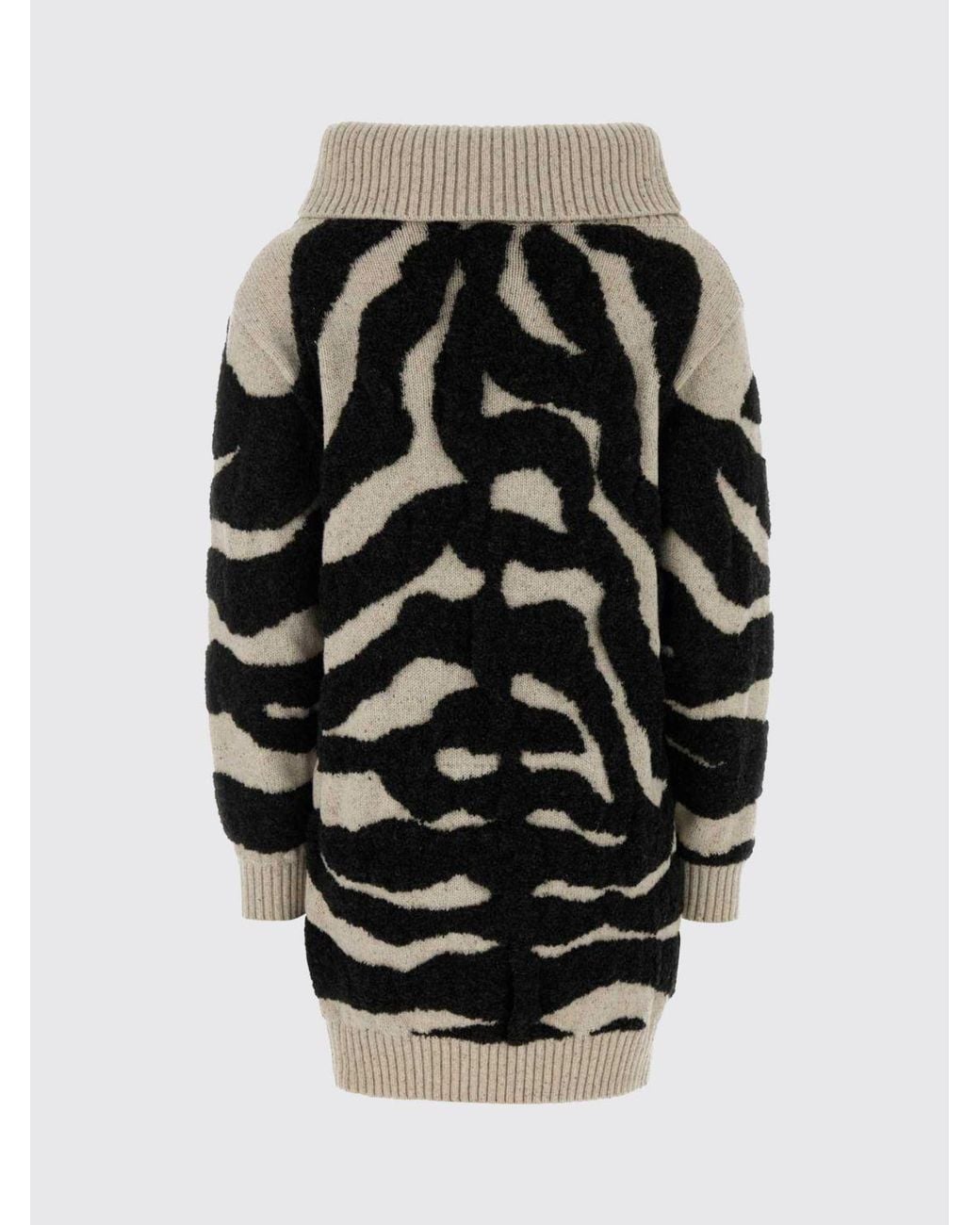 Moschino Couture Natural Zebra-Print Wool-Blend Turtleneck Jumper Dress