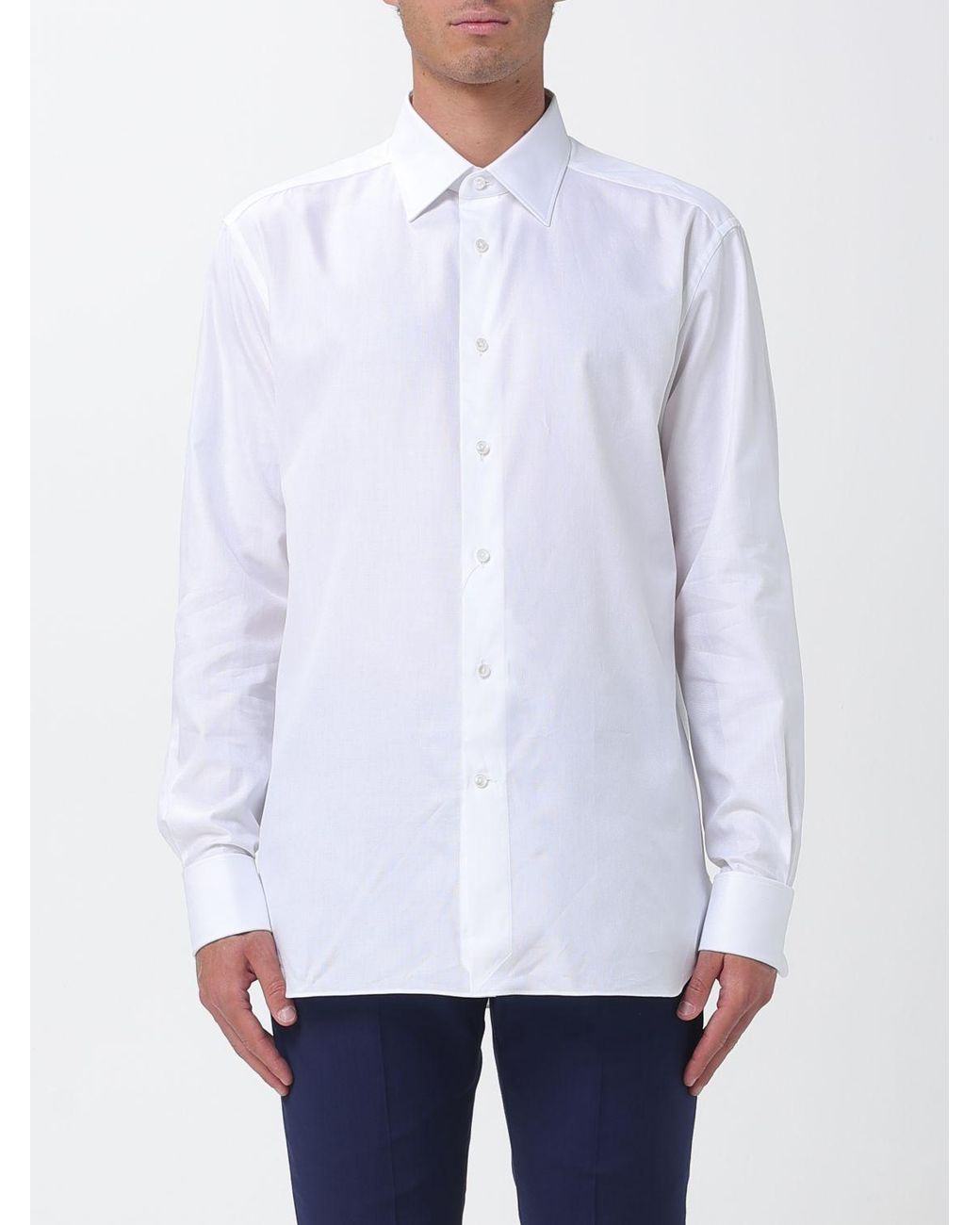 Zegna White Cotton Poplin Classic Shirt for men