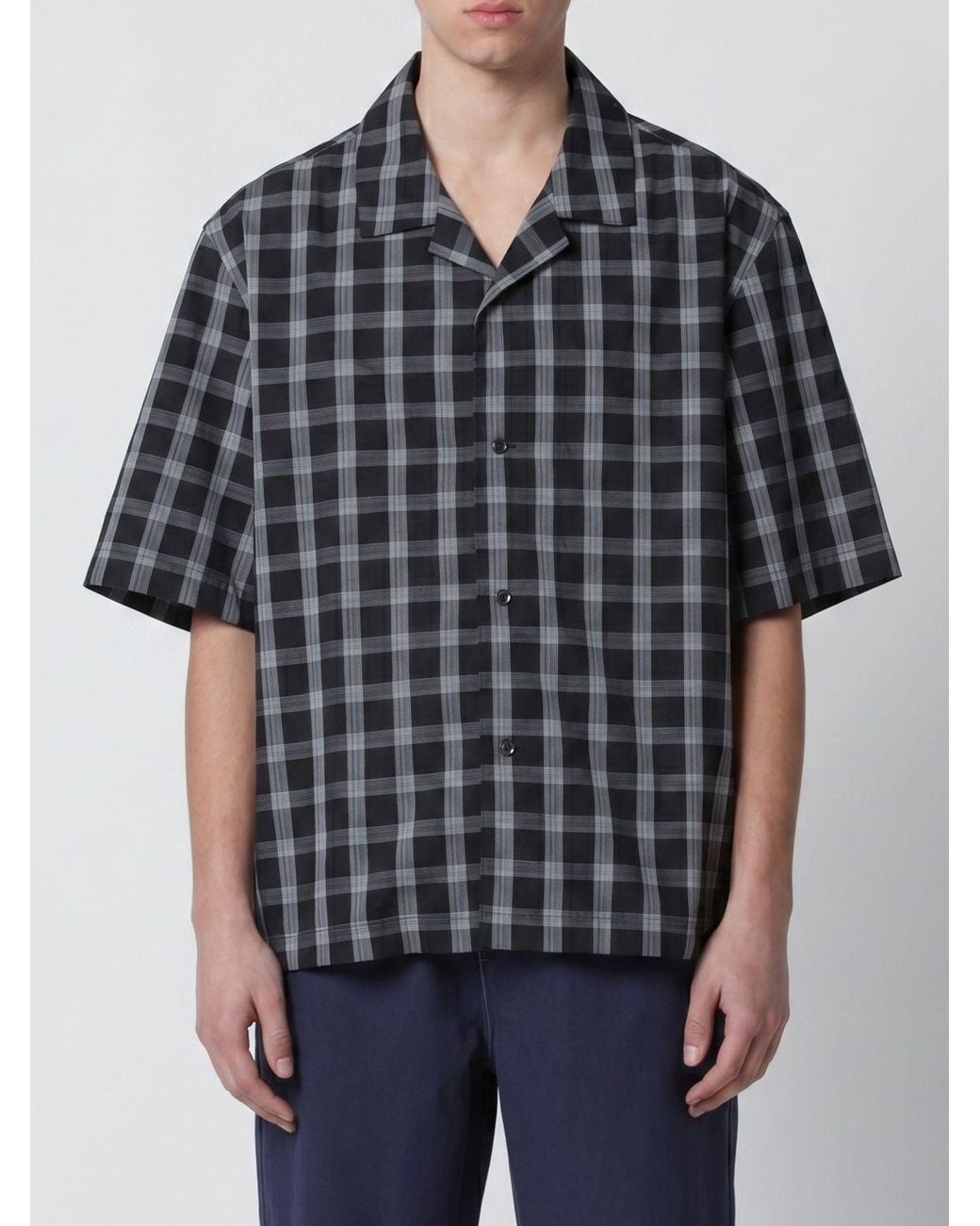 Studio Nicholson Black Casual Checked Cotton Shirt for men