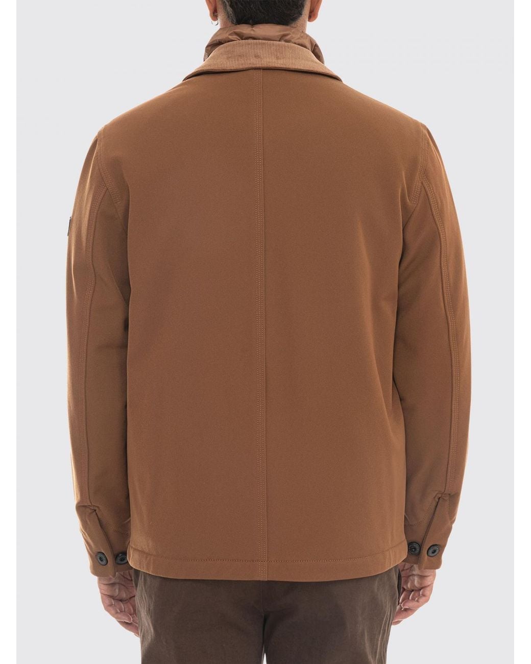 Peuterey Brown Bergher Cotton Drill Windbreaker Jacket With Primaloft Padding for men