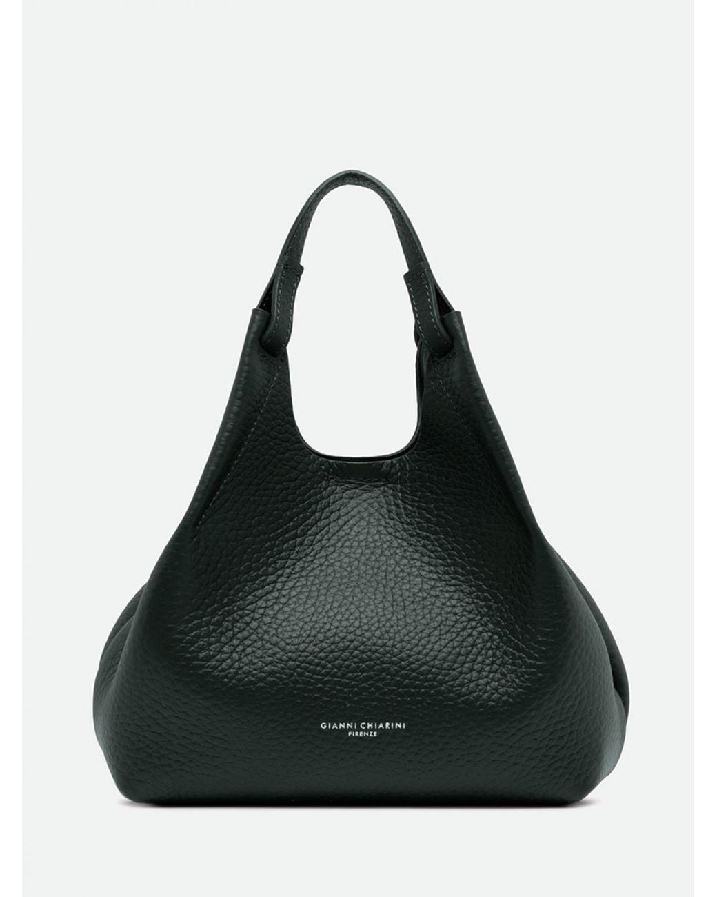 Gianni Chiarini Black Dua Grained Leather Handbag With Removable Pouch