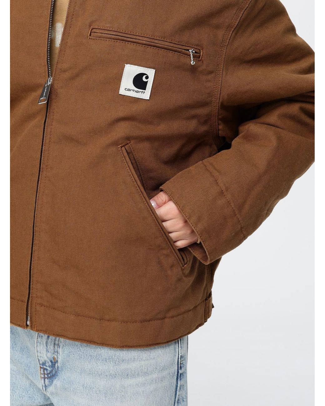 Carhartt Brown Og Detroit Organic Cotton Canvas Jacket With Velvet Collar