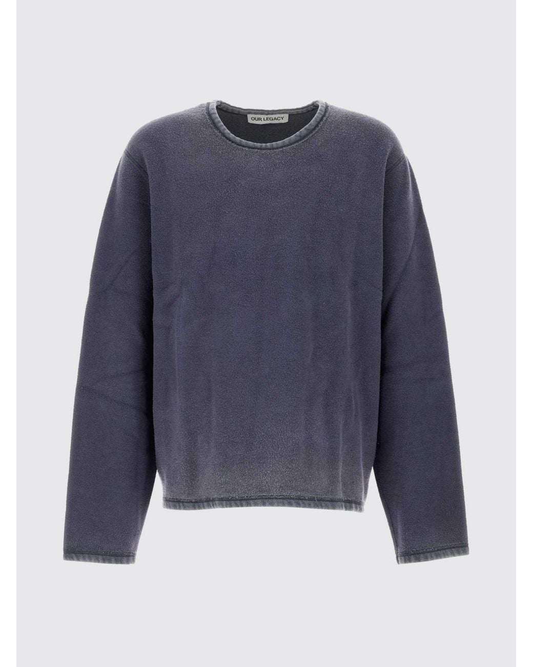 Our Legacy Blue Cotton Crewneck Sweatshirt With Dropped Shoulders for men