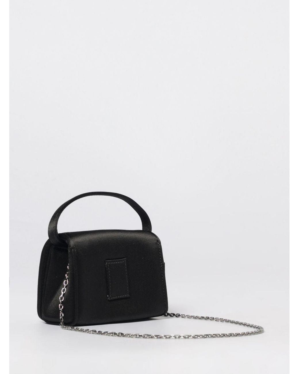 Roger Vivier Black Pilgrim Satin Bag With Jewel Buckle