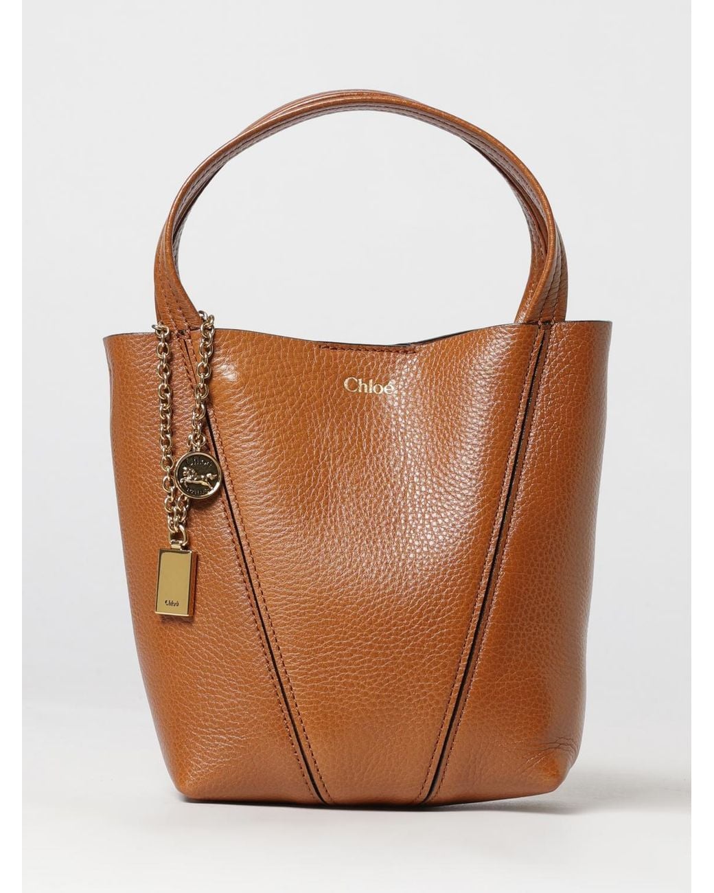 Chloé Brown ChloÉ Spin Mini Grained Calfskin Handbag With Ring Detail