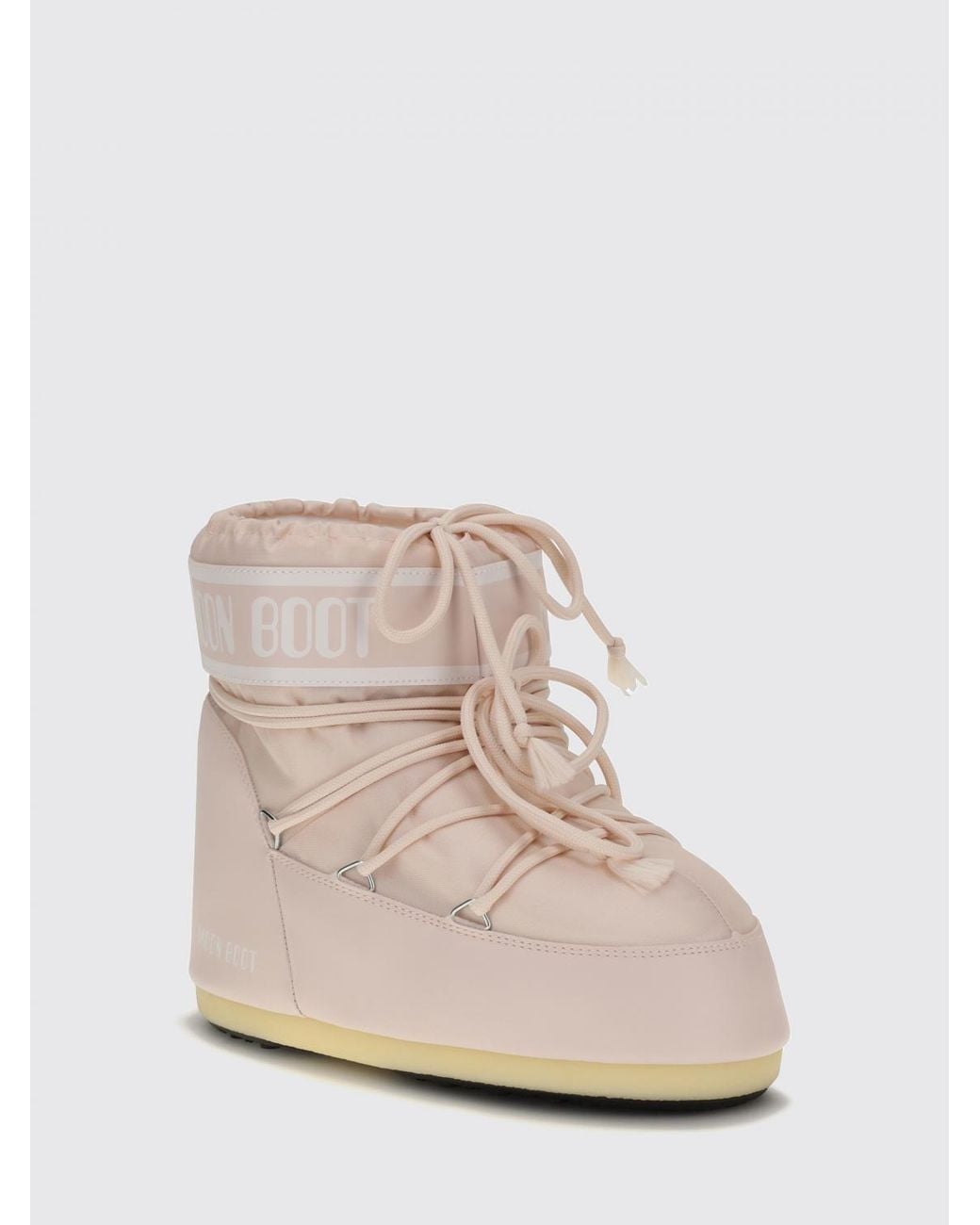 Moon Boot Natural Icon Low-Cut Nylon Snow Boots With Printed Logo