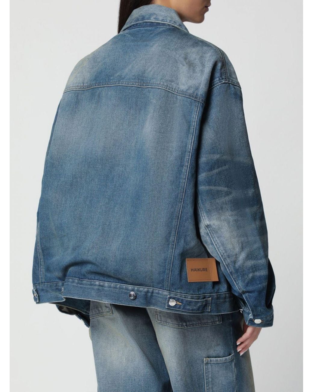 Haikure Blue Cropped Relaxed Fit Cotton Denim Jacket