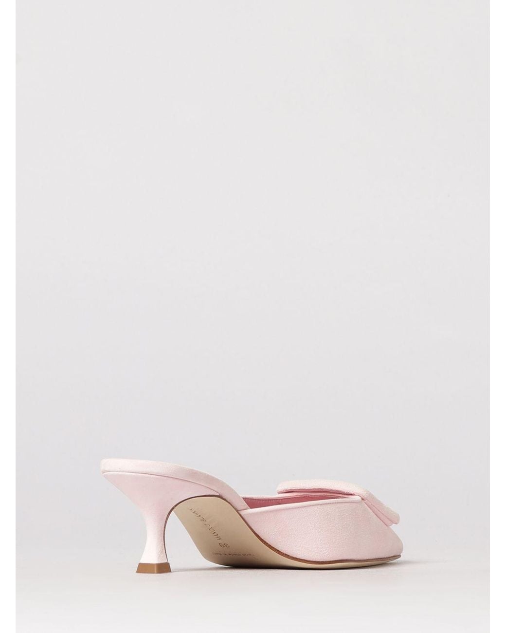 Manolo Blahnik Pink Maysale Suede Mules With Decorative Buckle