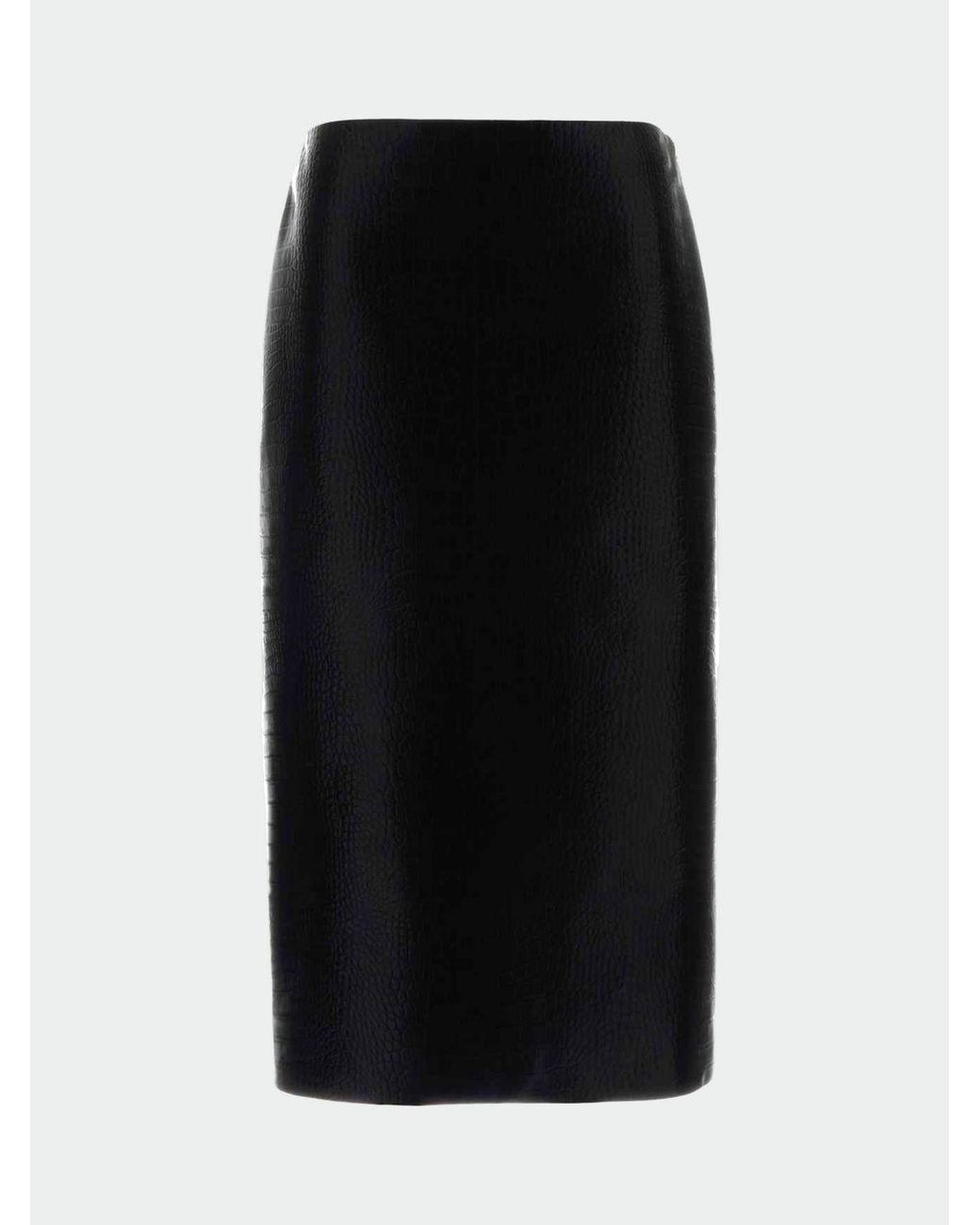 Gucci Black Python Print Leather Midi Skirt