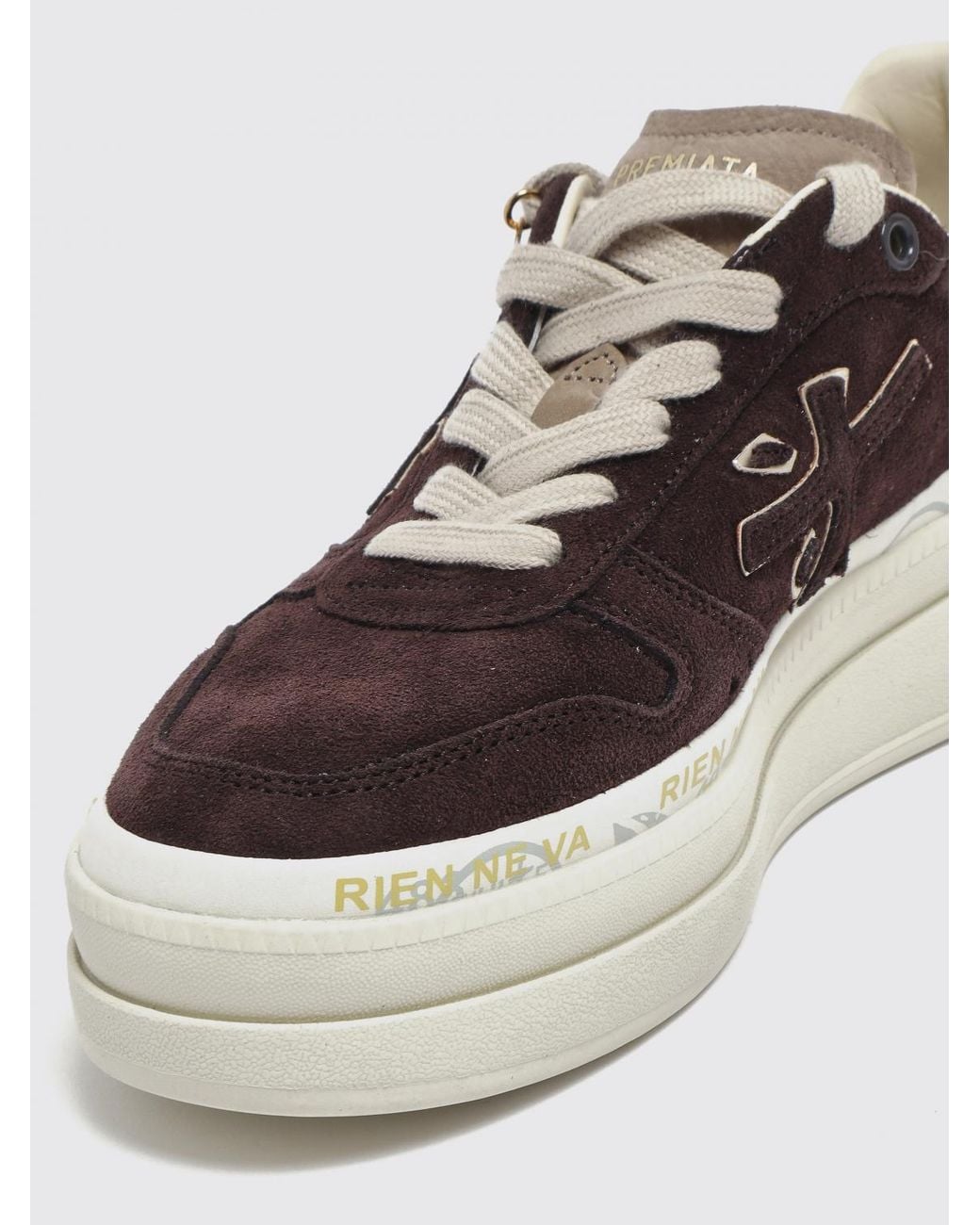 Premiata White Micol Leather And Suede Platform Sneakers