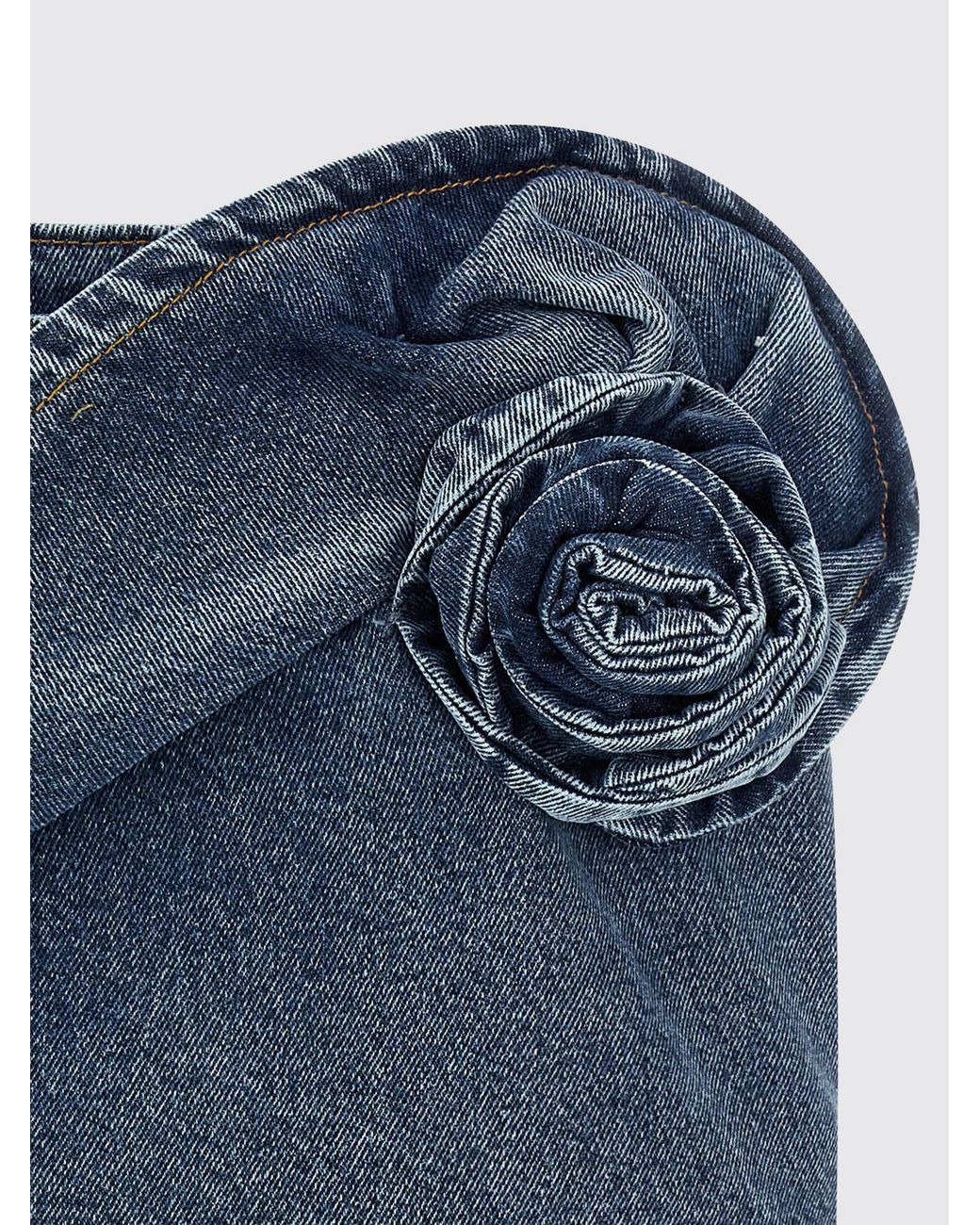 Magda Butrym Blue Cotton Denim Mini Skirt With Flower