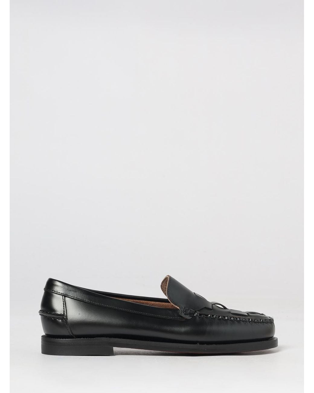 Sebago White Frank Woven Calfskin Penny Loafers