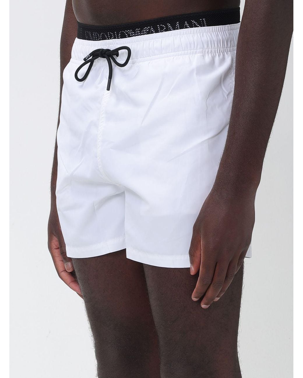 EA7 White Polyester Boxer Swim Shorts for men