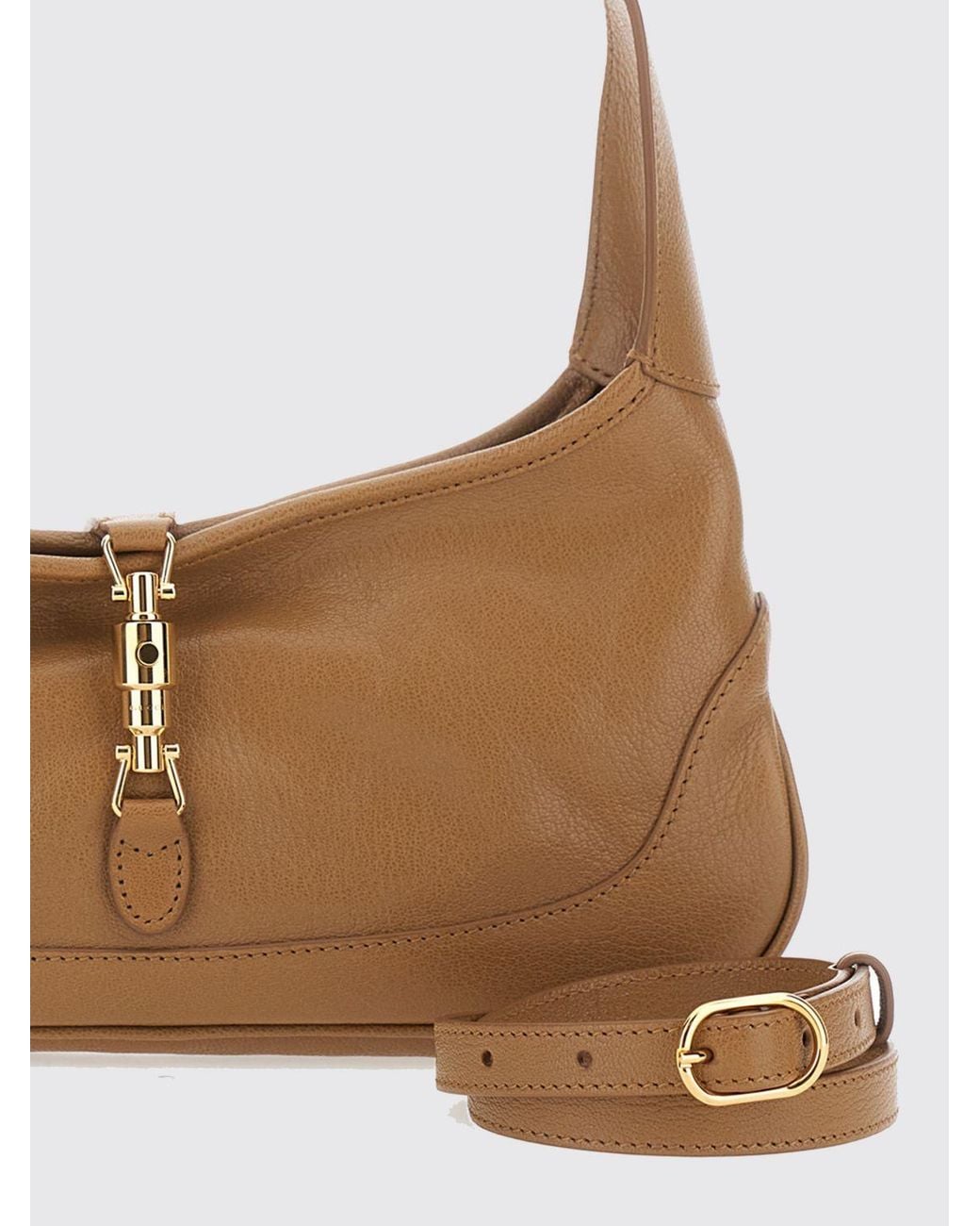 Gucci White Jackie Slim Nappa Leather Shoulder Bag With Clasp Closure