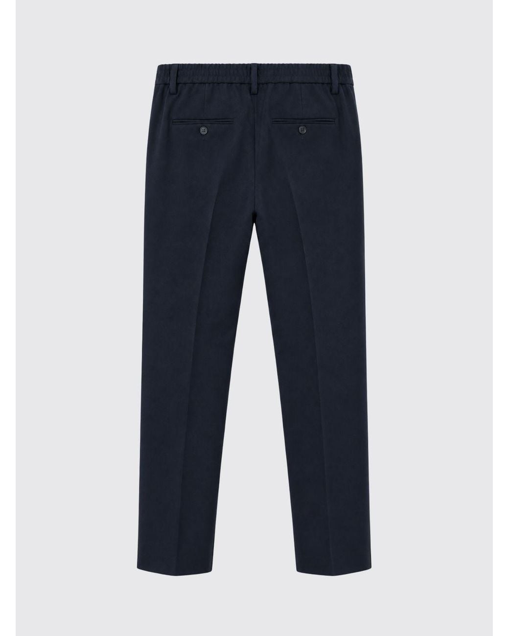 Seventy Blue Straight Cut Wool And Cotton Blend Chino Trousers With Pleats for men