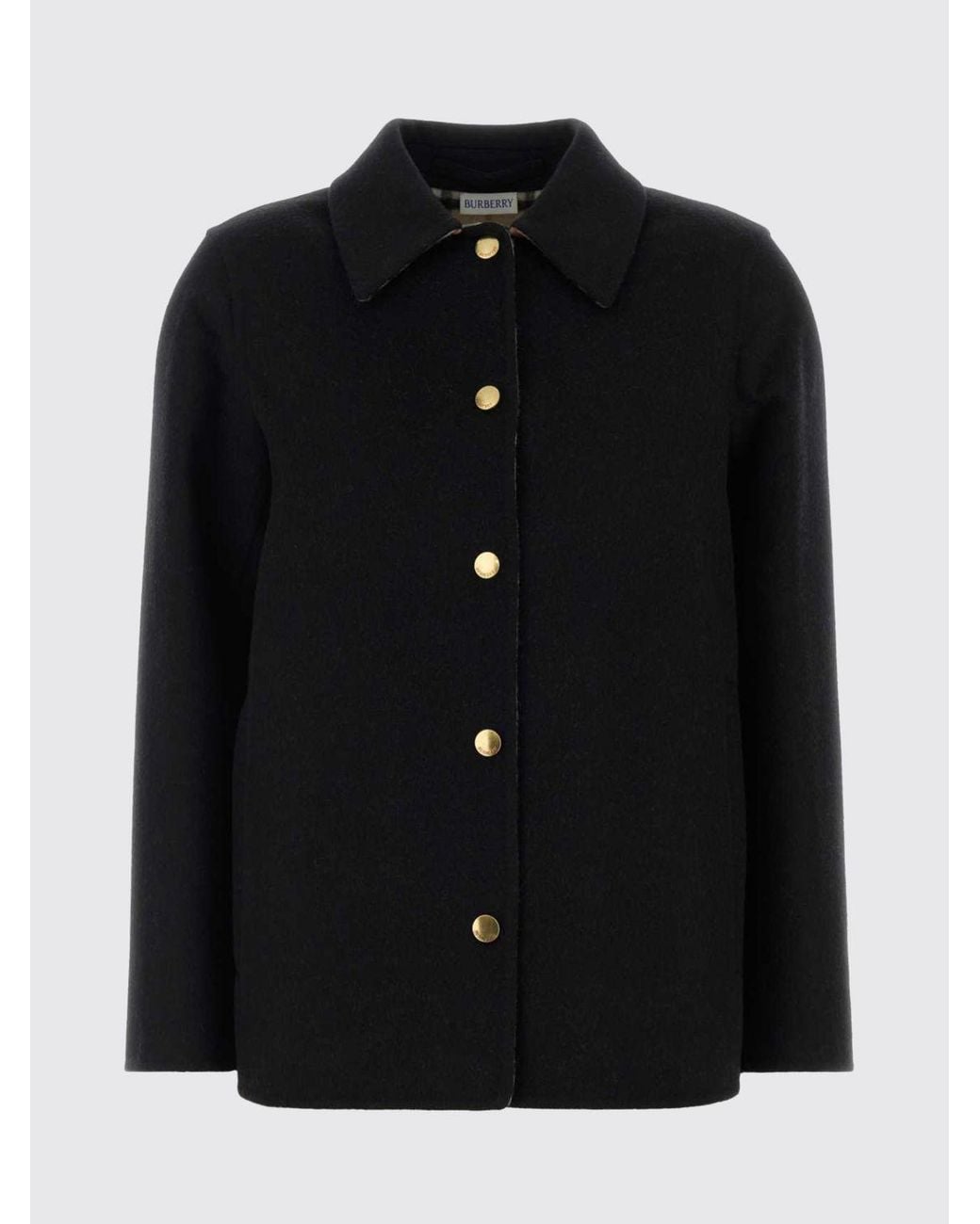 Burberry Blue Single-Breasted Short Wool Coat With Classic Collar