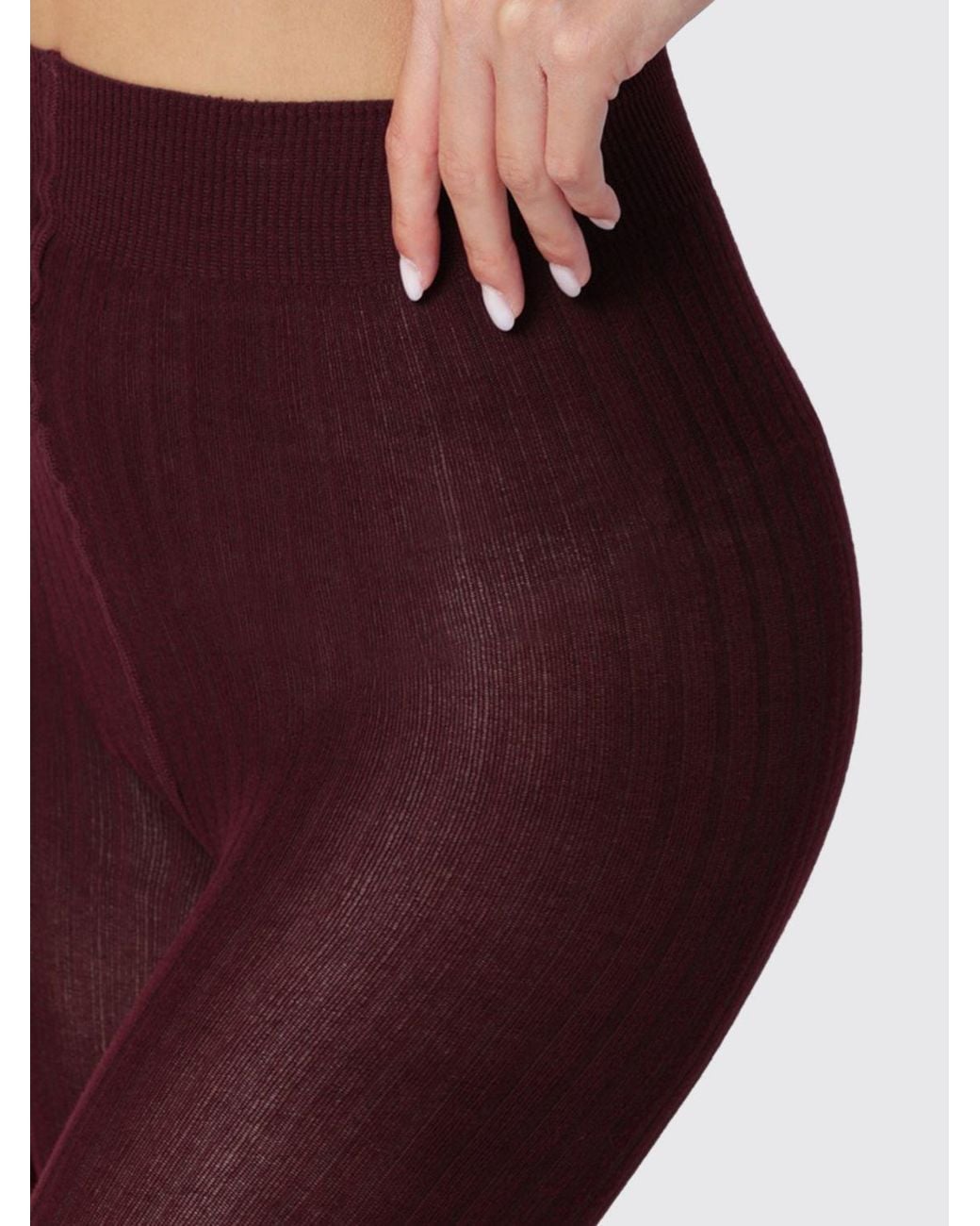 Max Mara Purple Rib-Knitted Pure Cashmere Tights With Elasticated Waist